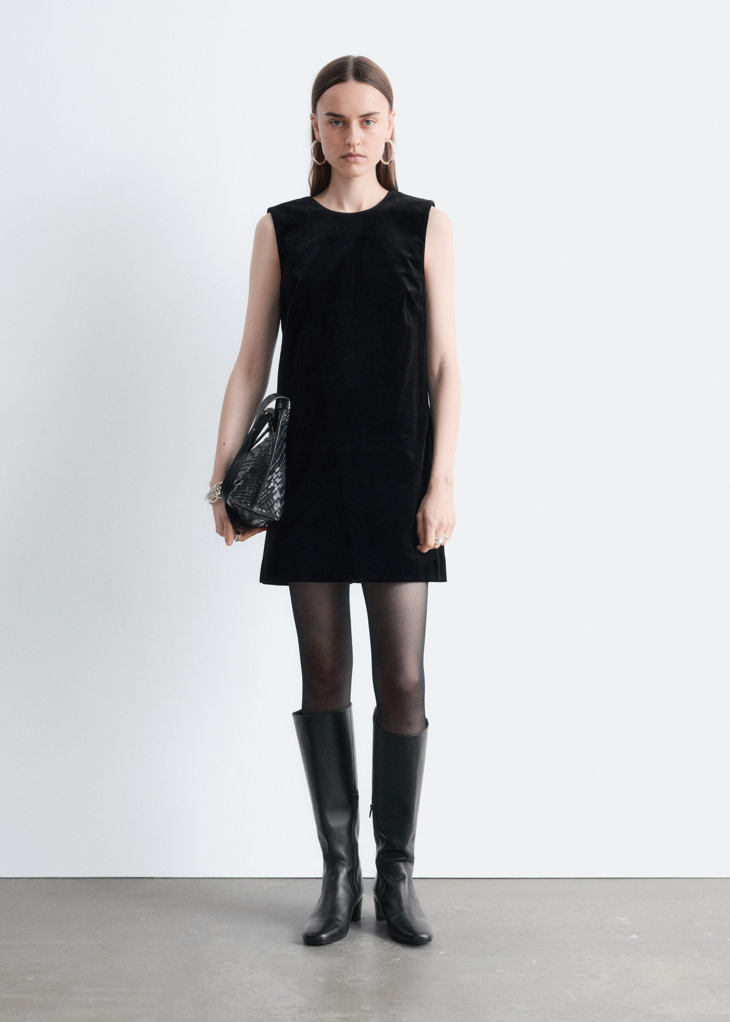 & Other Stories OPEN BACK VELVET MINI DRESS