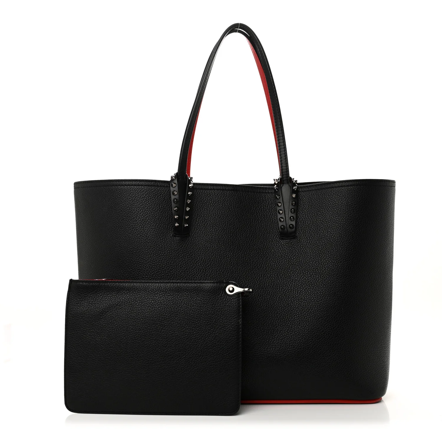 Calfskin Empire Spikes Large East West Cabata Tote Black - Top Club