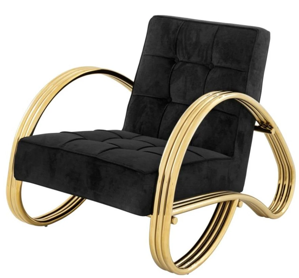 Luxury armchair black / gold 75 x 98 x H. 78 cm - designer armchair