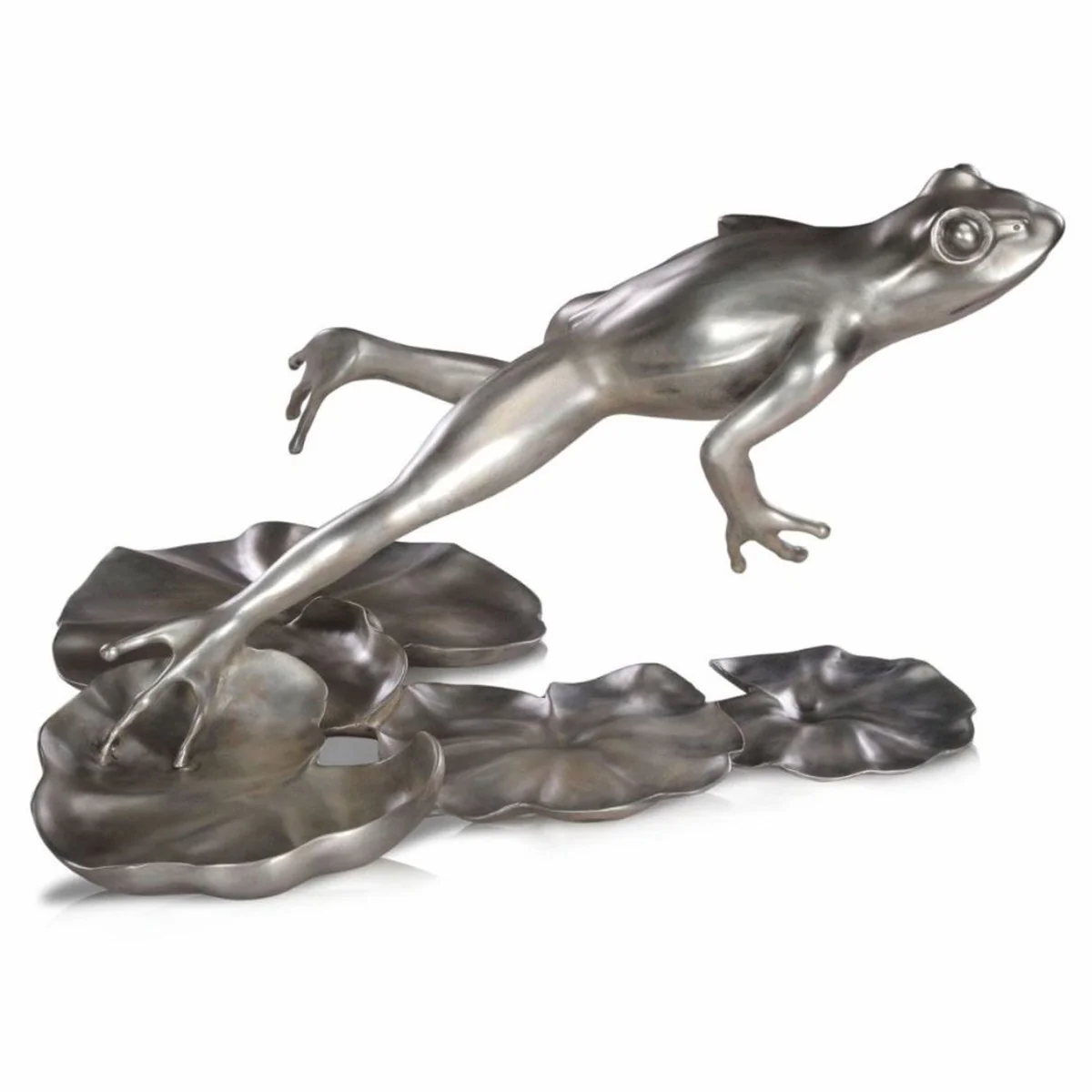 Luxury bronze figure frog silver 39 cm - decorative bronze sculpture