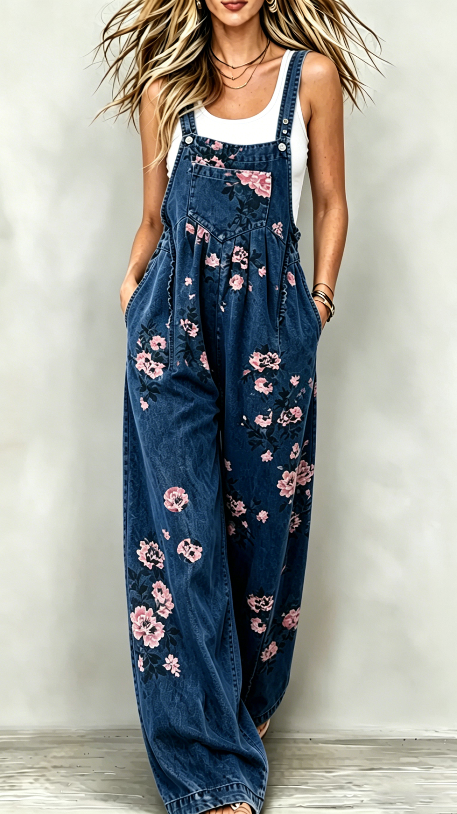 Printed Casual Jumpsuit — Sleeveless Overalls - Nordfashionstorm - Women's Clothing, Fashion for You - Nordfashionstorm.com