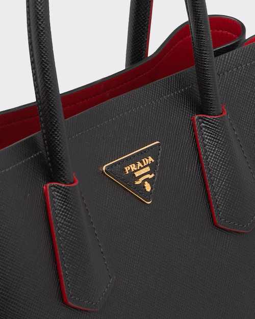 PP Small Saffiano Leather Double PP Bag in Black - Top Club