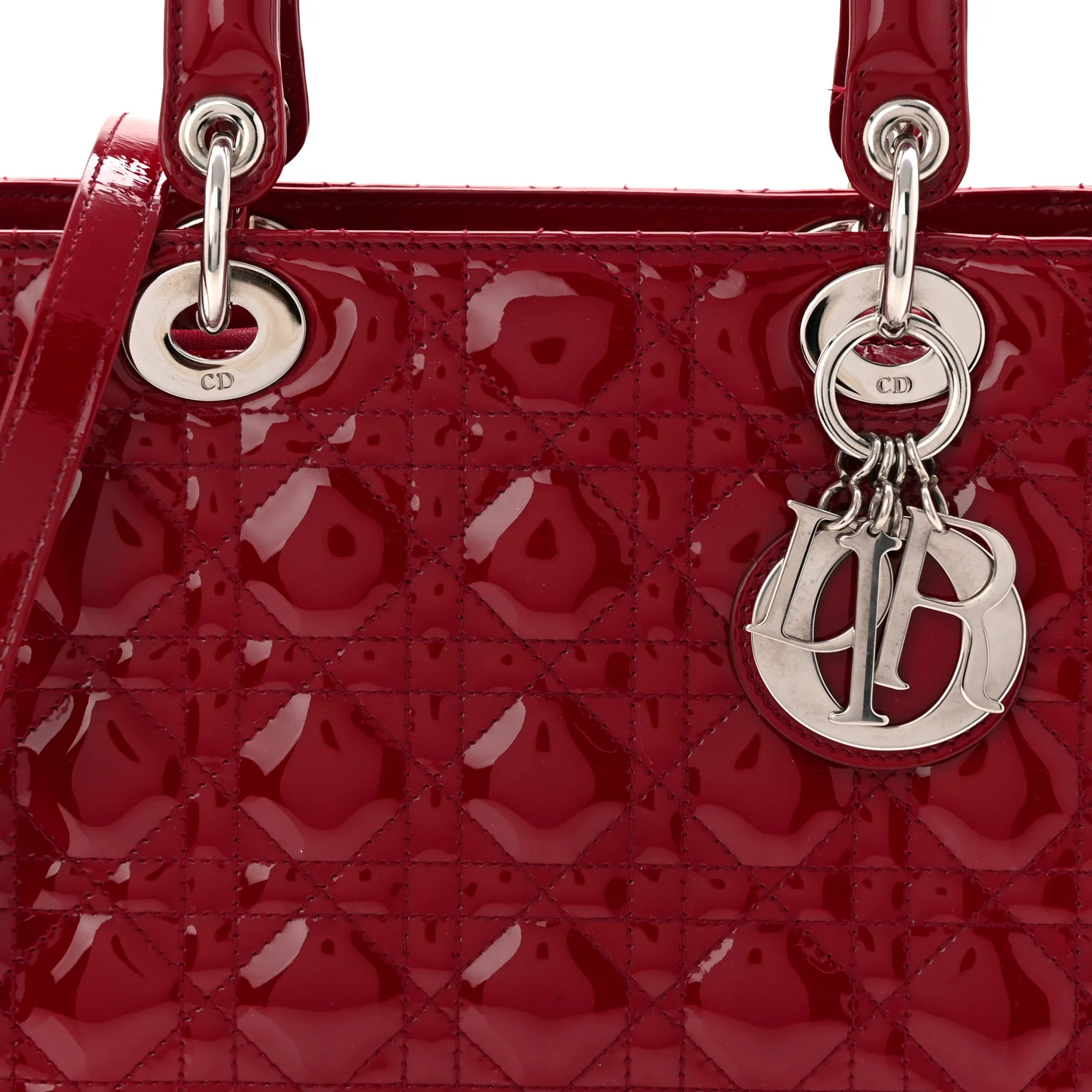 Patent Cannage Medium Lady Dior Red - Top Club
