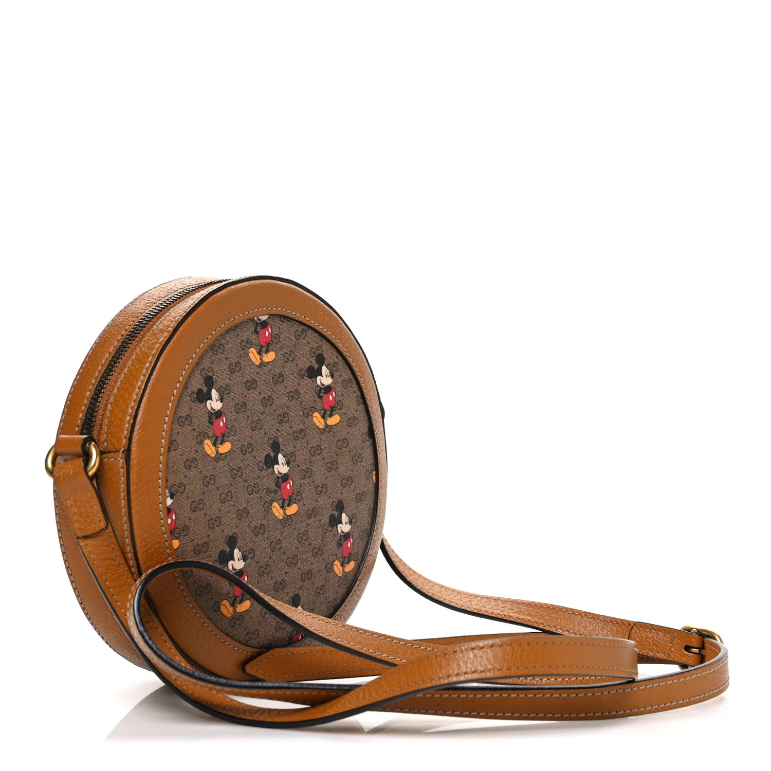 X DISNEY Mini Vintage GG Supreme Monogram Mickey Mouse Round Shoulder Bag Beige Vintage Sun Oil - Top Club