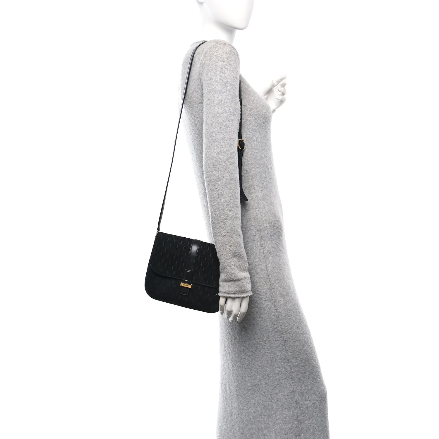 Suede All-Over Monogram Small Le Monogramme Satchel Black