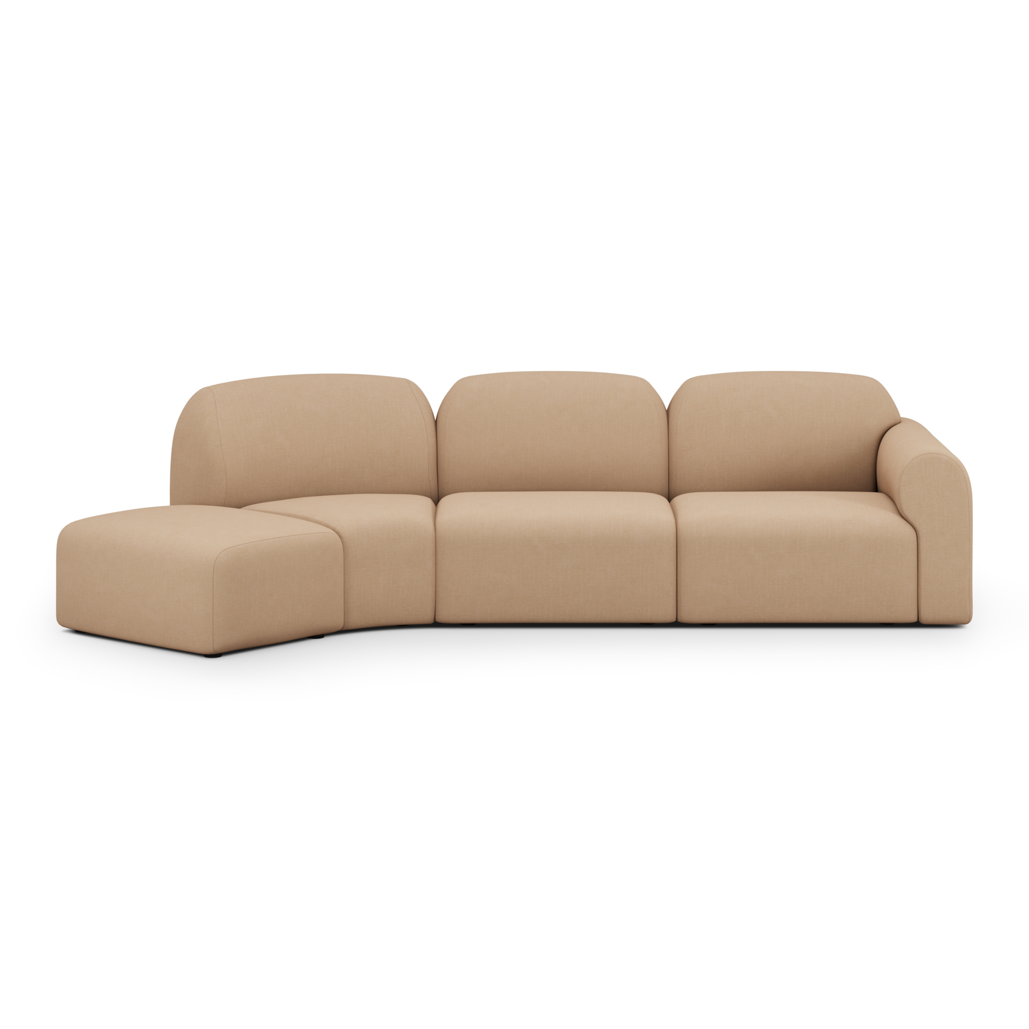 Modulaire bank Bulky links 45° hoek voetenbank light sepia