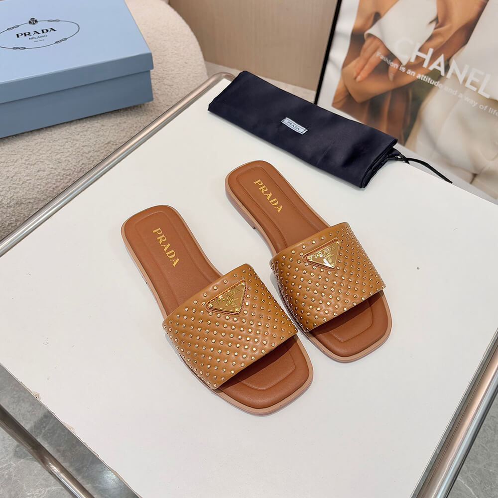 Prada Nappa leather slides with studs - Top Club