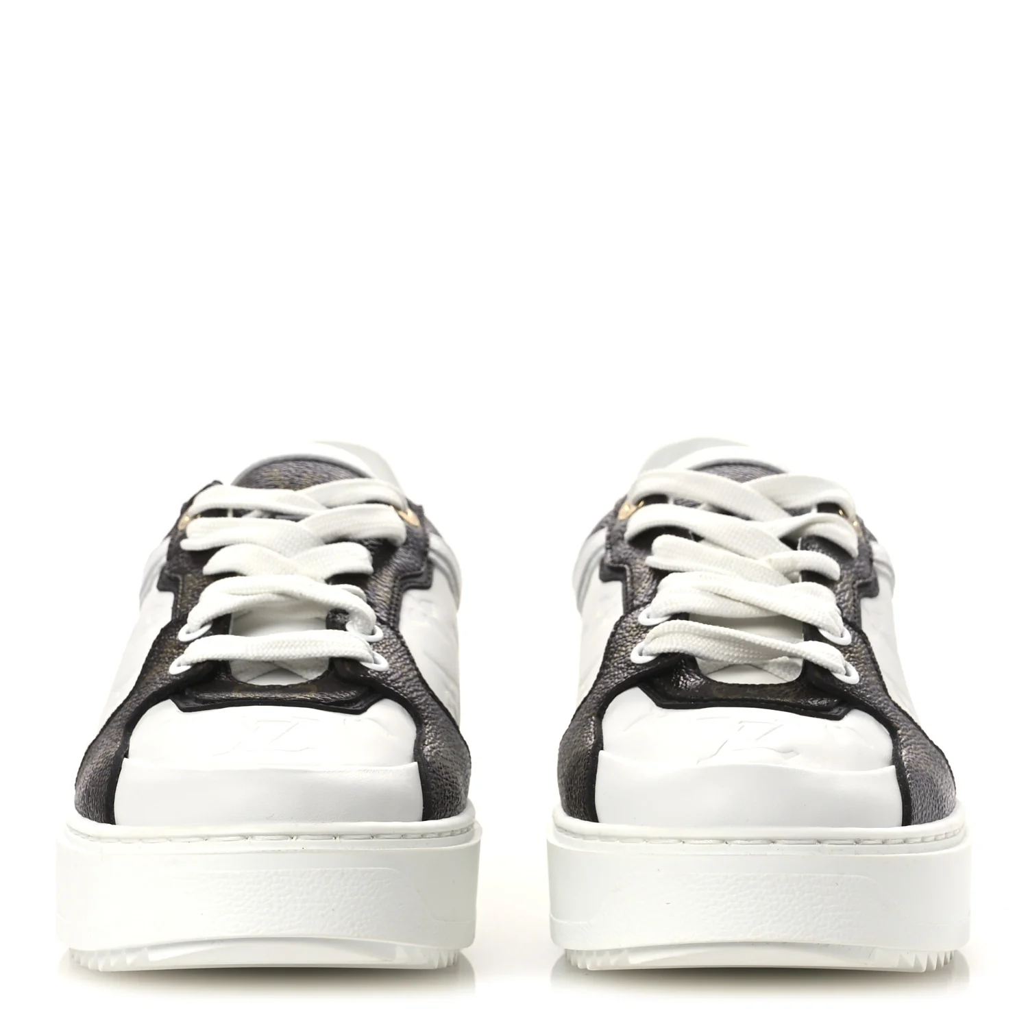 Lambskin Embossed Monogram Time Out Sneakers 39 White Brown - Top Club