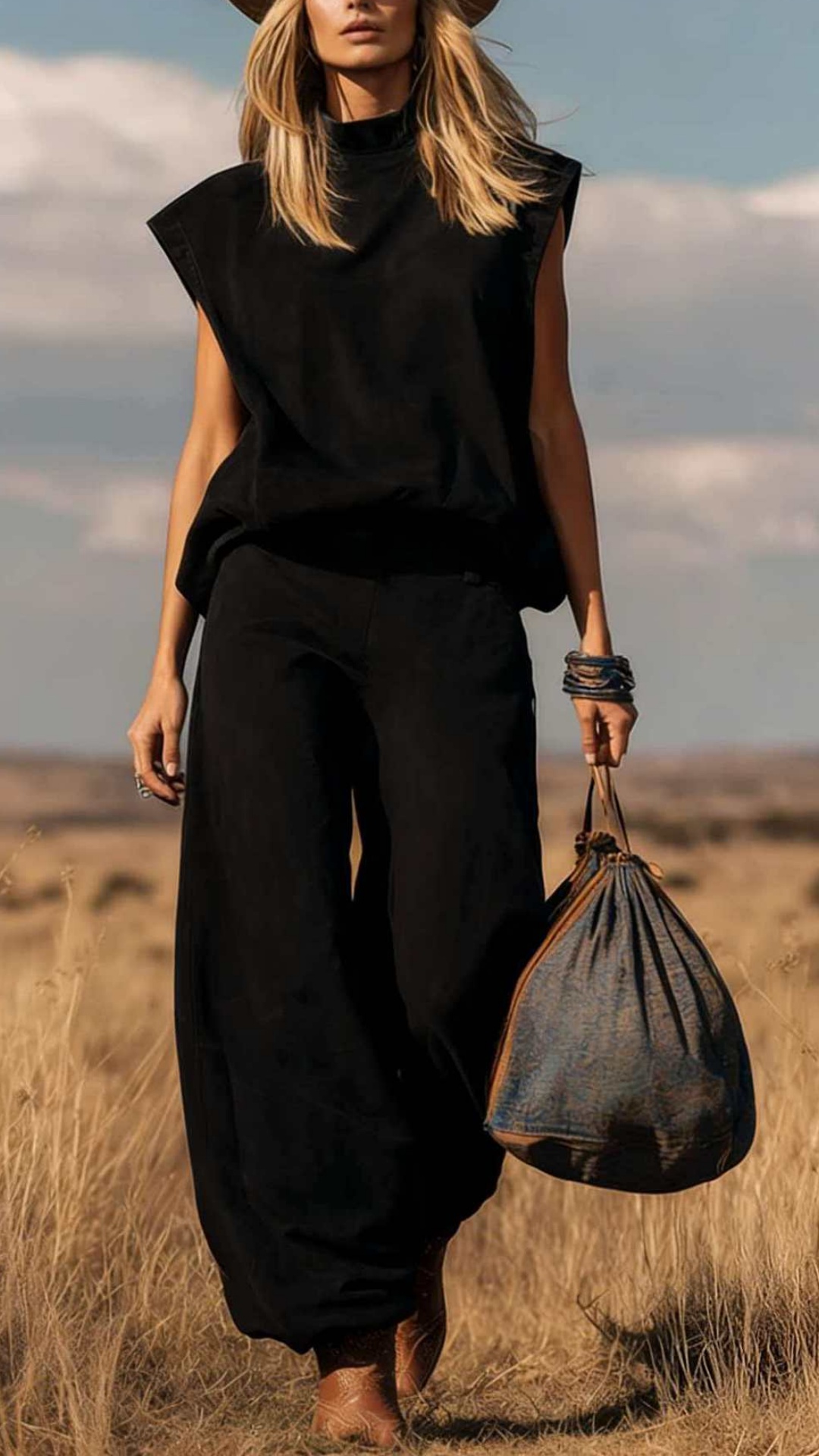 Women's Western-Style Sleeveless Suede Set — Wide-Leg with Tapered Hem - Nordfashionstorm - Women's Clothing, Fashion for You - Nordfashionstorm.com