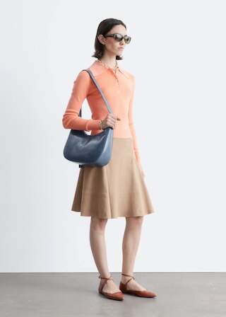 & Other Stories RIB-KNIT MERINO WOOL POLO TOP