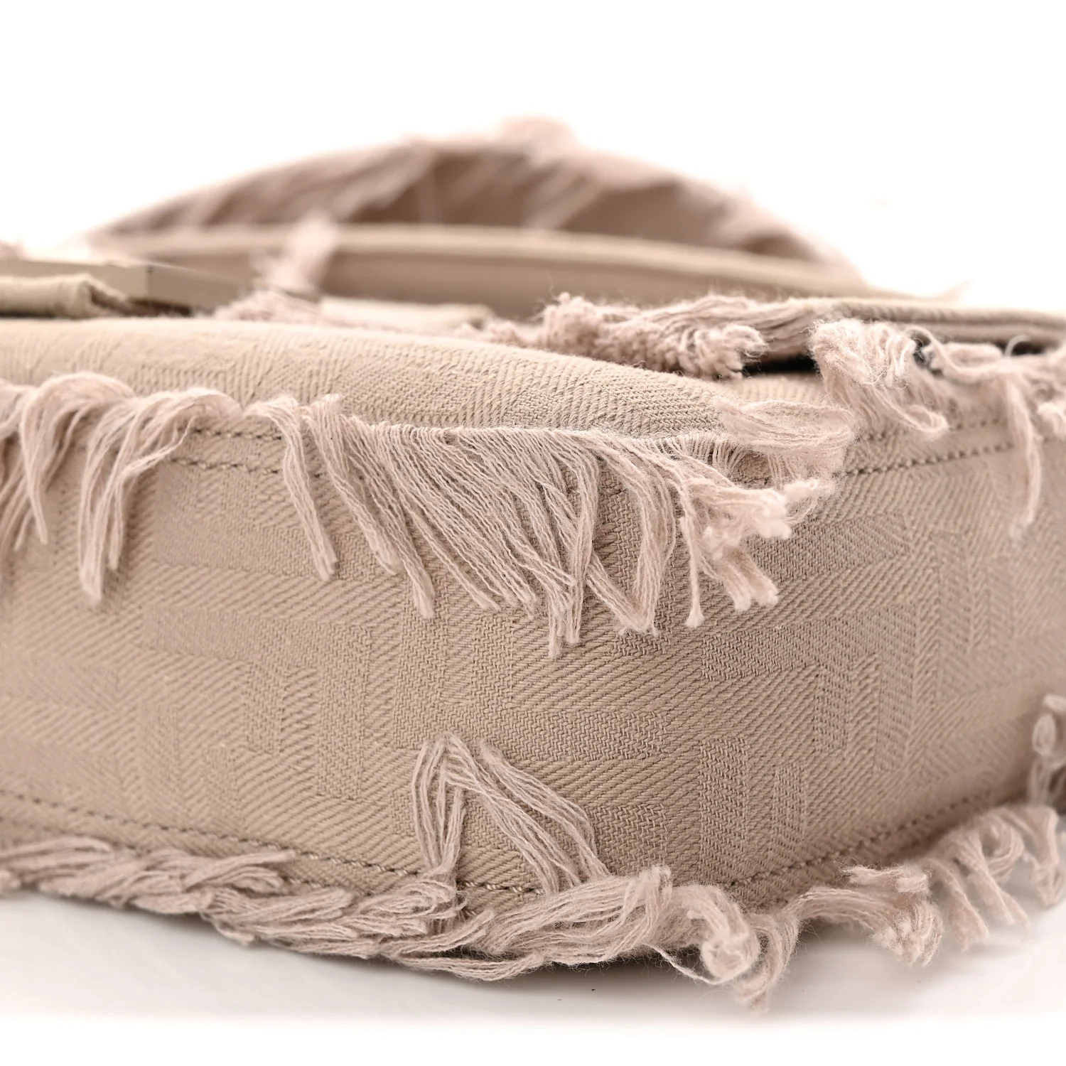 Nylon Fabric Jacquard FF Fringed Baguette Cuoio Pietra - Top Club