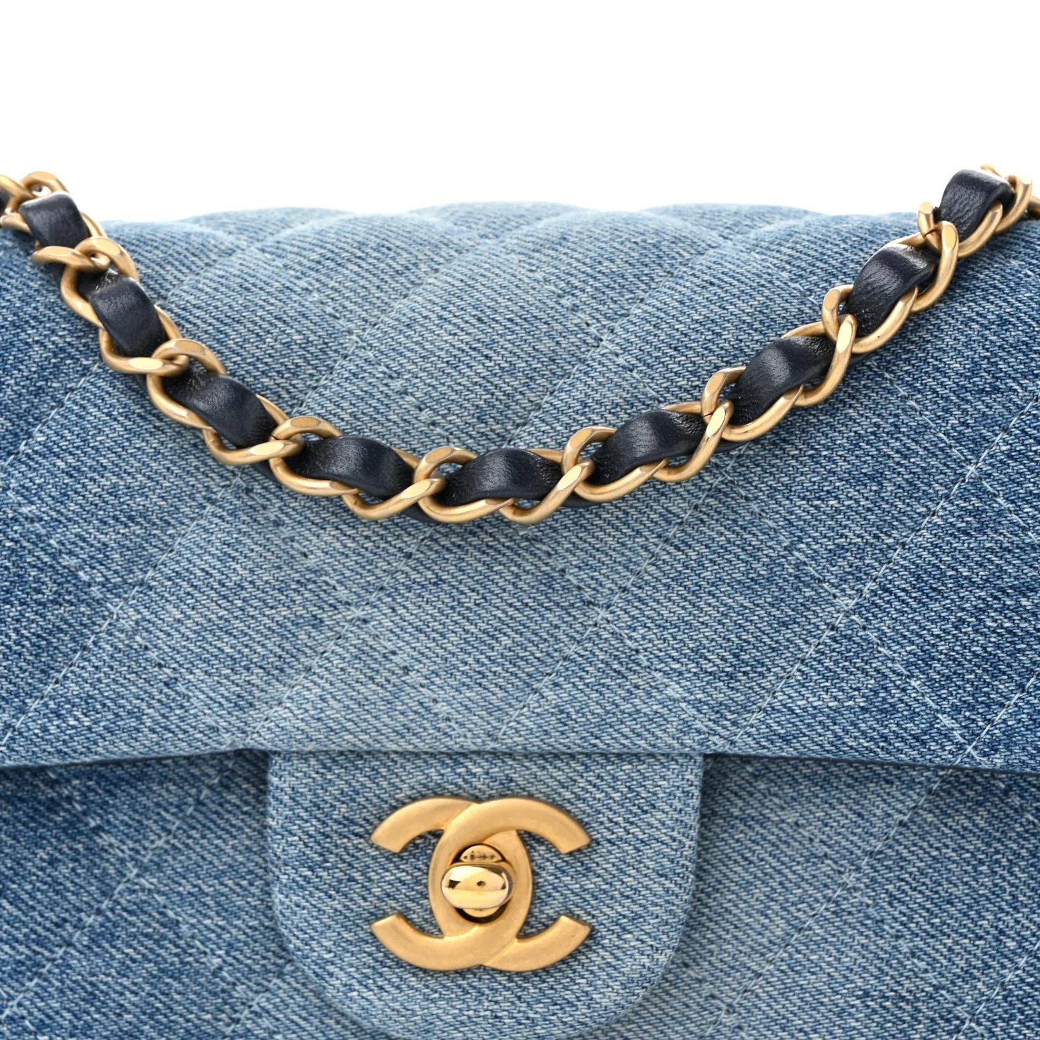 Washed Denim Quilted Mini Rectangular Flap Blue - Top Club