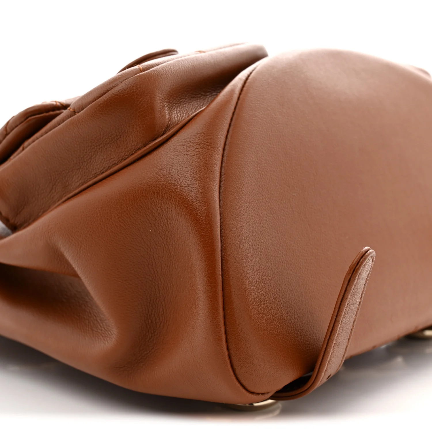 Calfskin Quilted Medium Duma Pockets Drawstring Backpack Light Brown - Top Club
