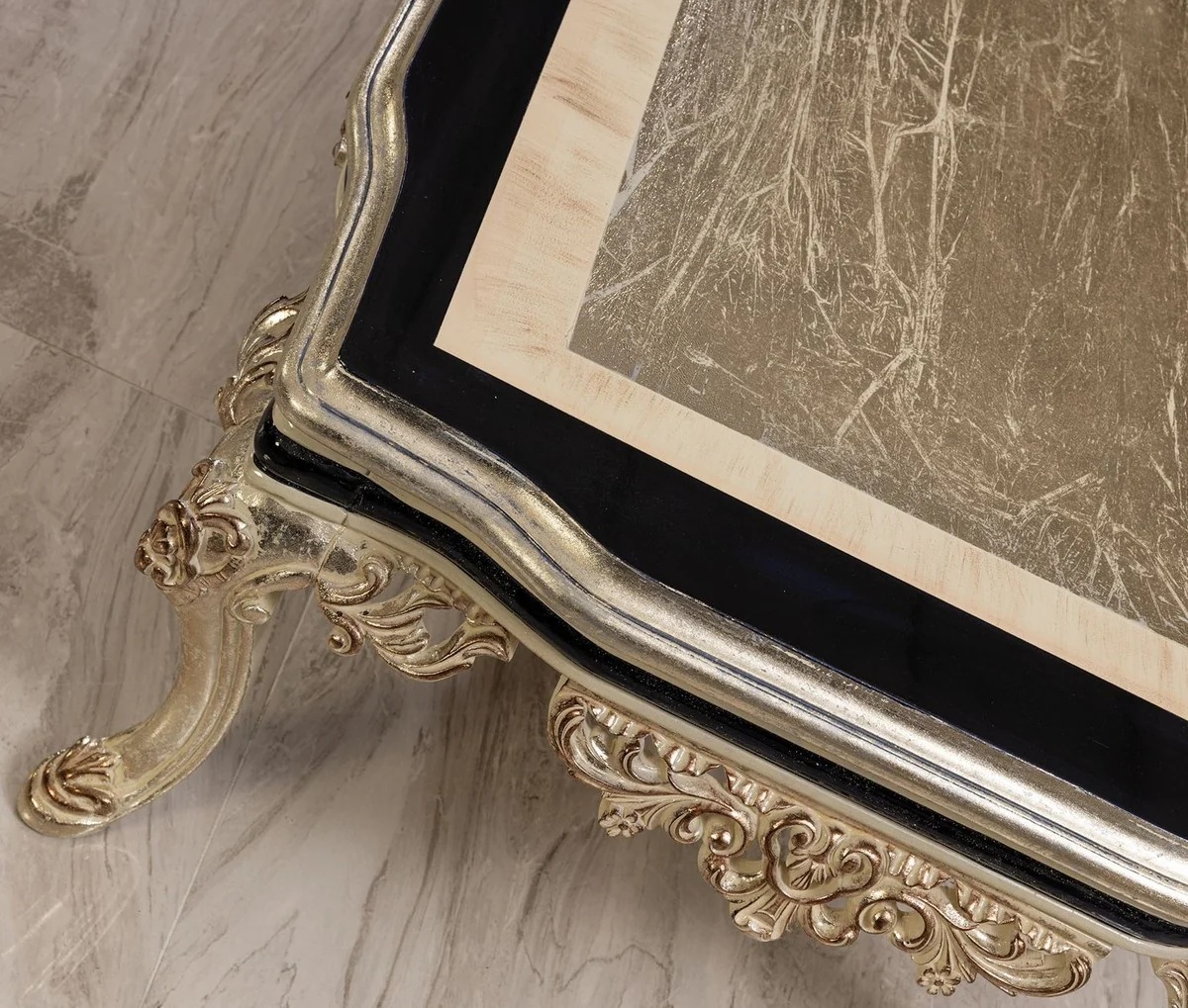Luxury Baroque Coffee Table Antique Gold / Cream / Black - Rectangular Baroque Style Living Room Table - Baroque Style Living Room Furniture - Baroque Furniture - Luxury Baroque Style Furniture