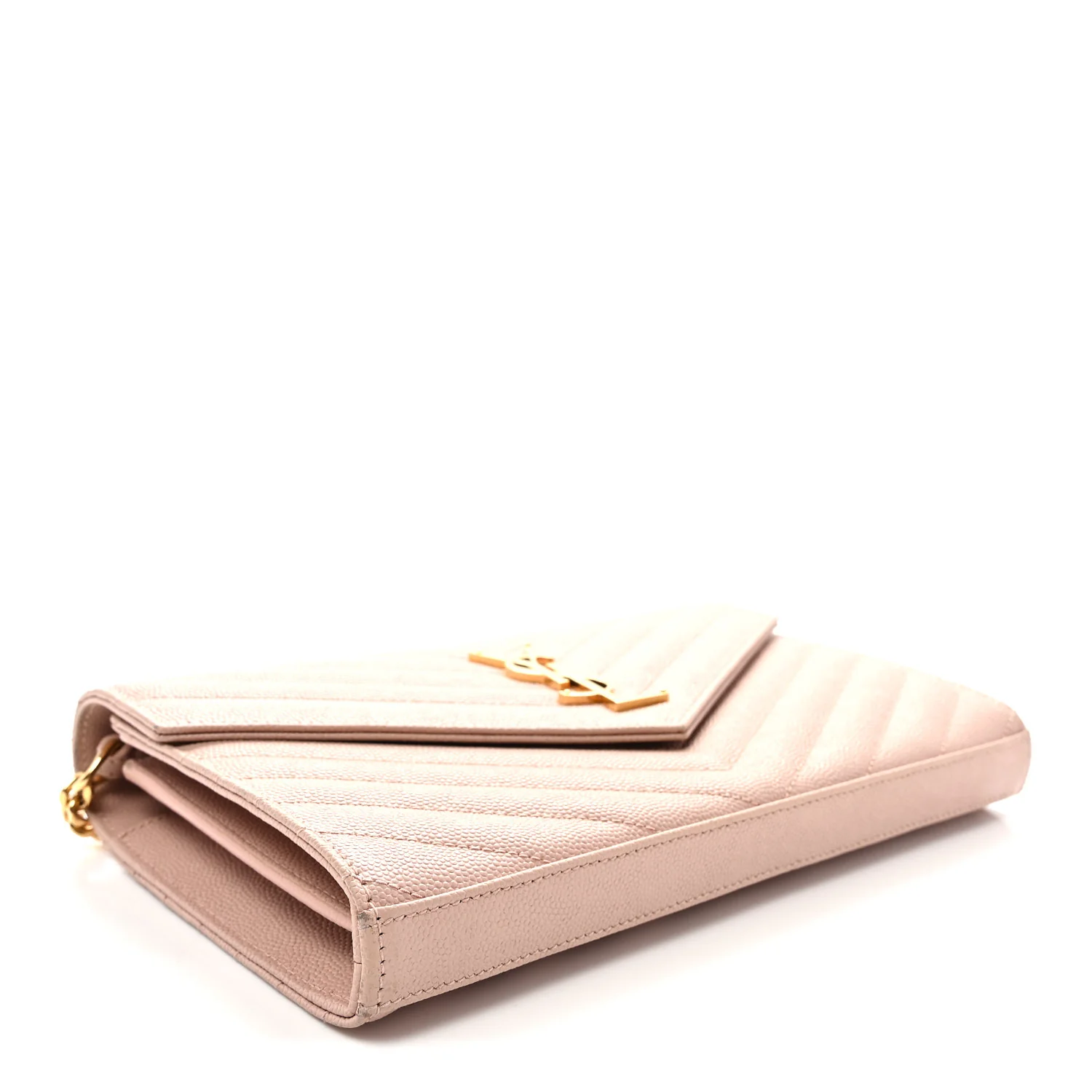 Grain De Poudre Matelasse Chevron Monogram Chain Wallet Pale Pink - Top Club