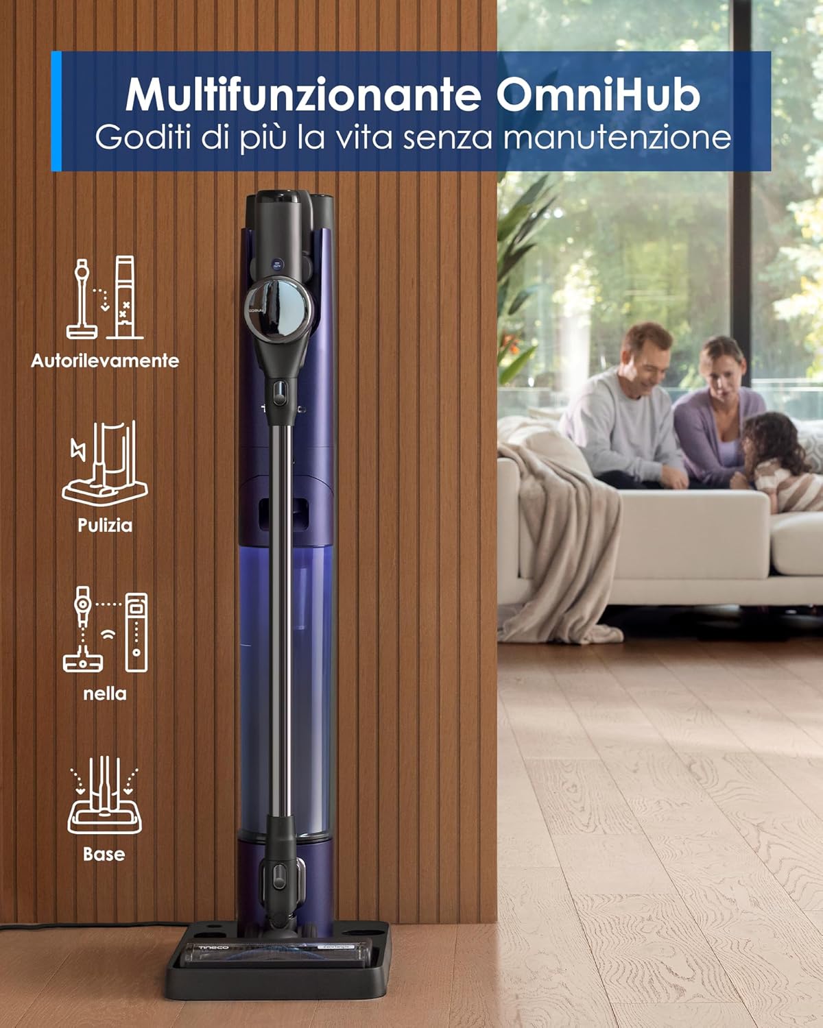 Tineco PURE ONE Station Pet aspirapolvere a bastone senza filo, stazione con autopulizia, spazzola ZeroTangle, leggero, aspirapolvere portatile
