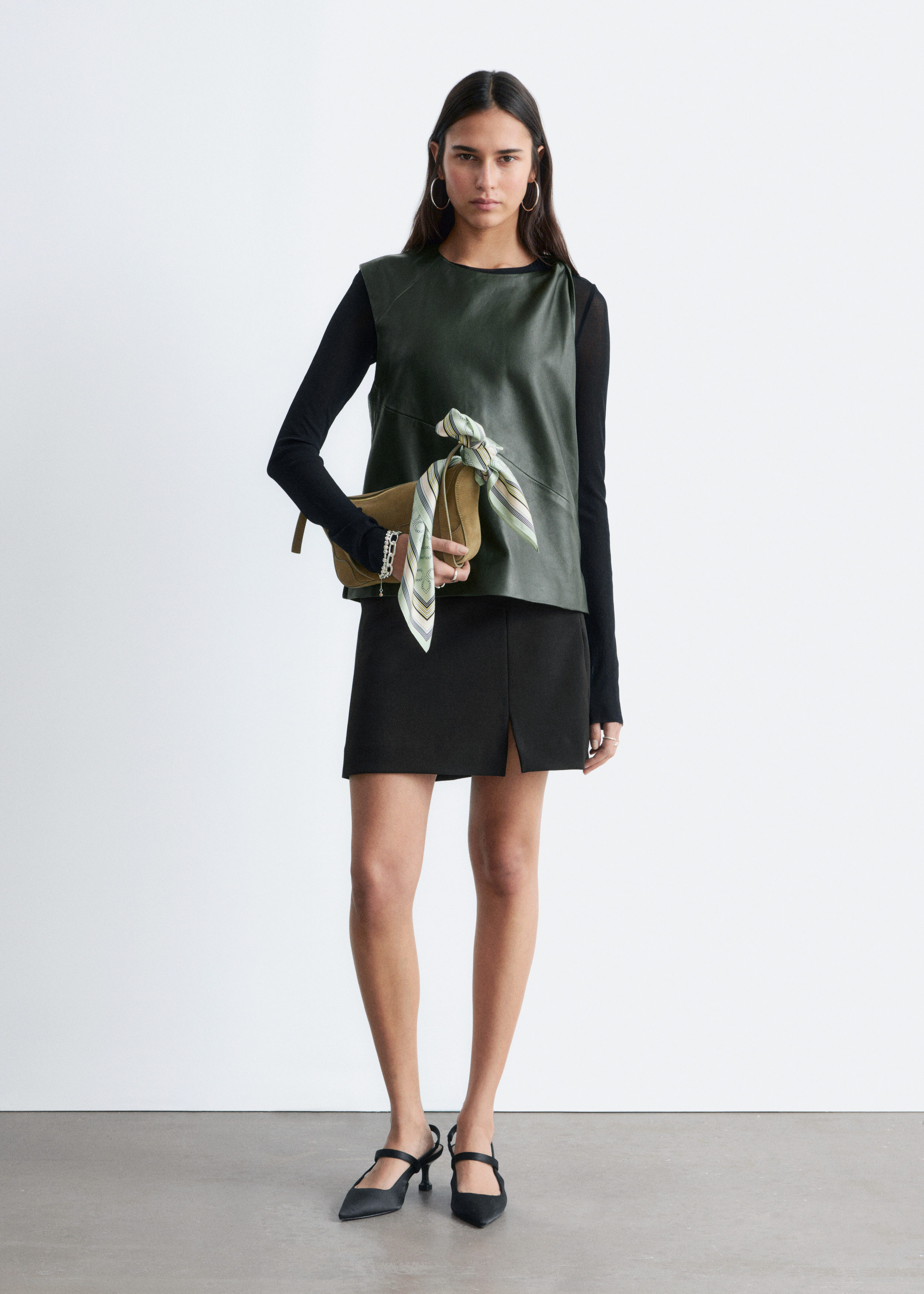 & Other Stories TWIST-SHOULDER LEATHER TOP
