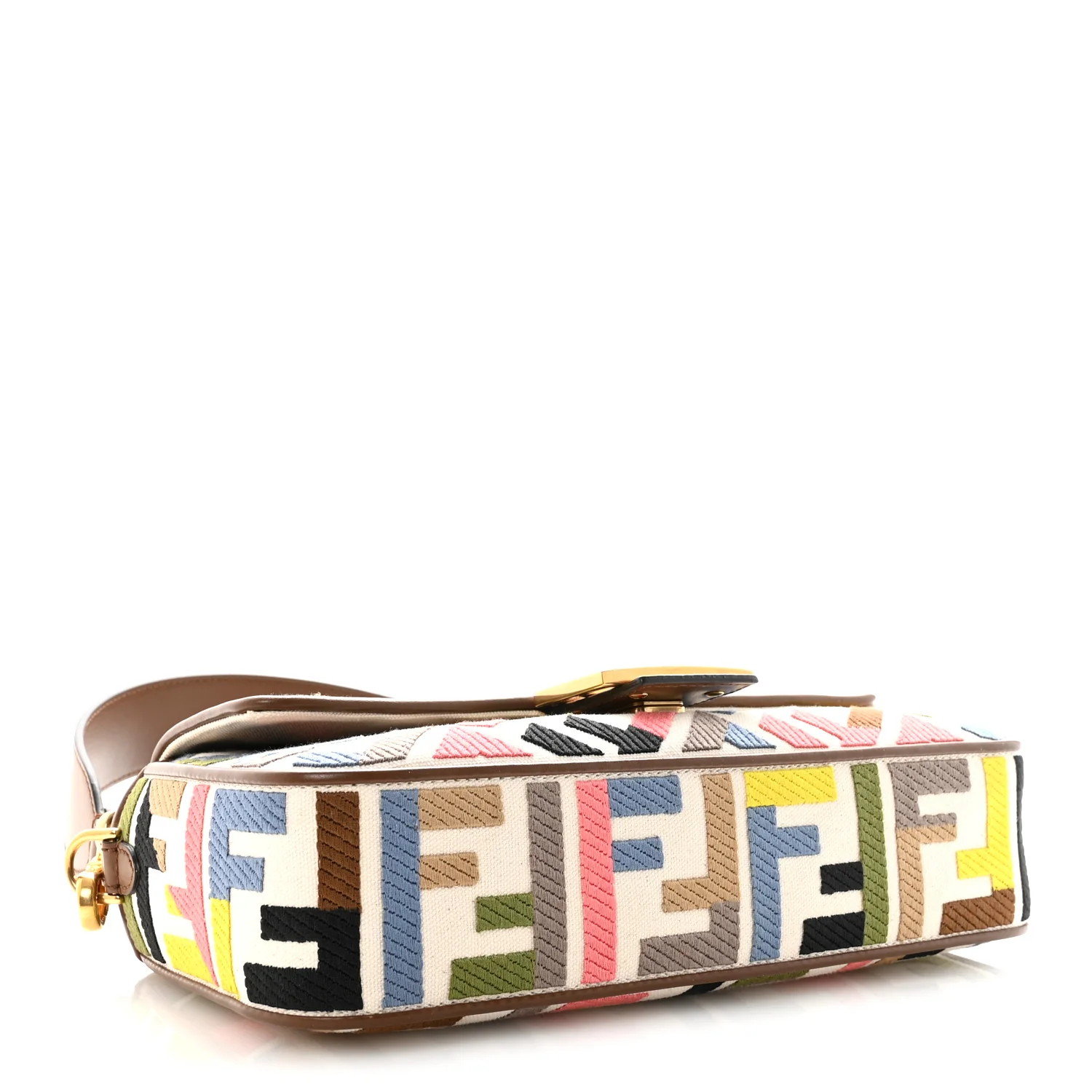 Canvas Ricamo Vitello King FF Multicolor Embroidered Baguette Grezzo Multicolor Gianduia - Top Club