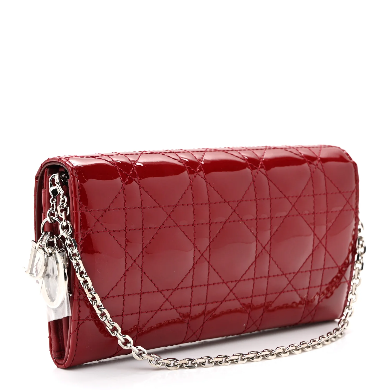 Patent Cannage Lady Dior Rendezvous Wallet On Chain Rouge Ceris - Top Club