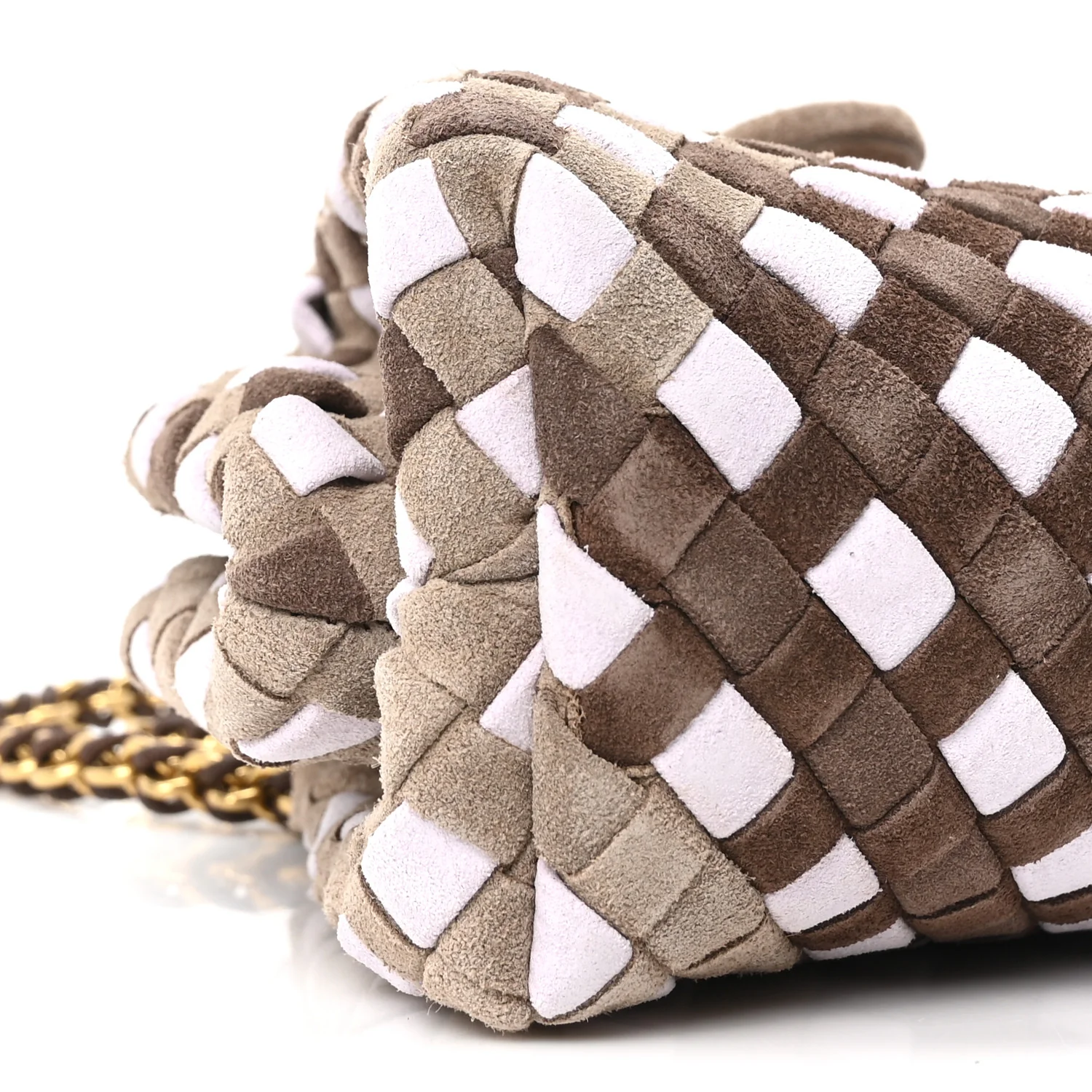 Suede Intrecciato Small The Lauren 1980 Clutch With Chain Praline Musk Washed Brownie - Top Club