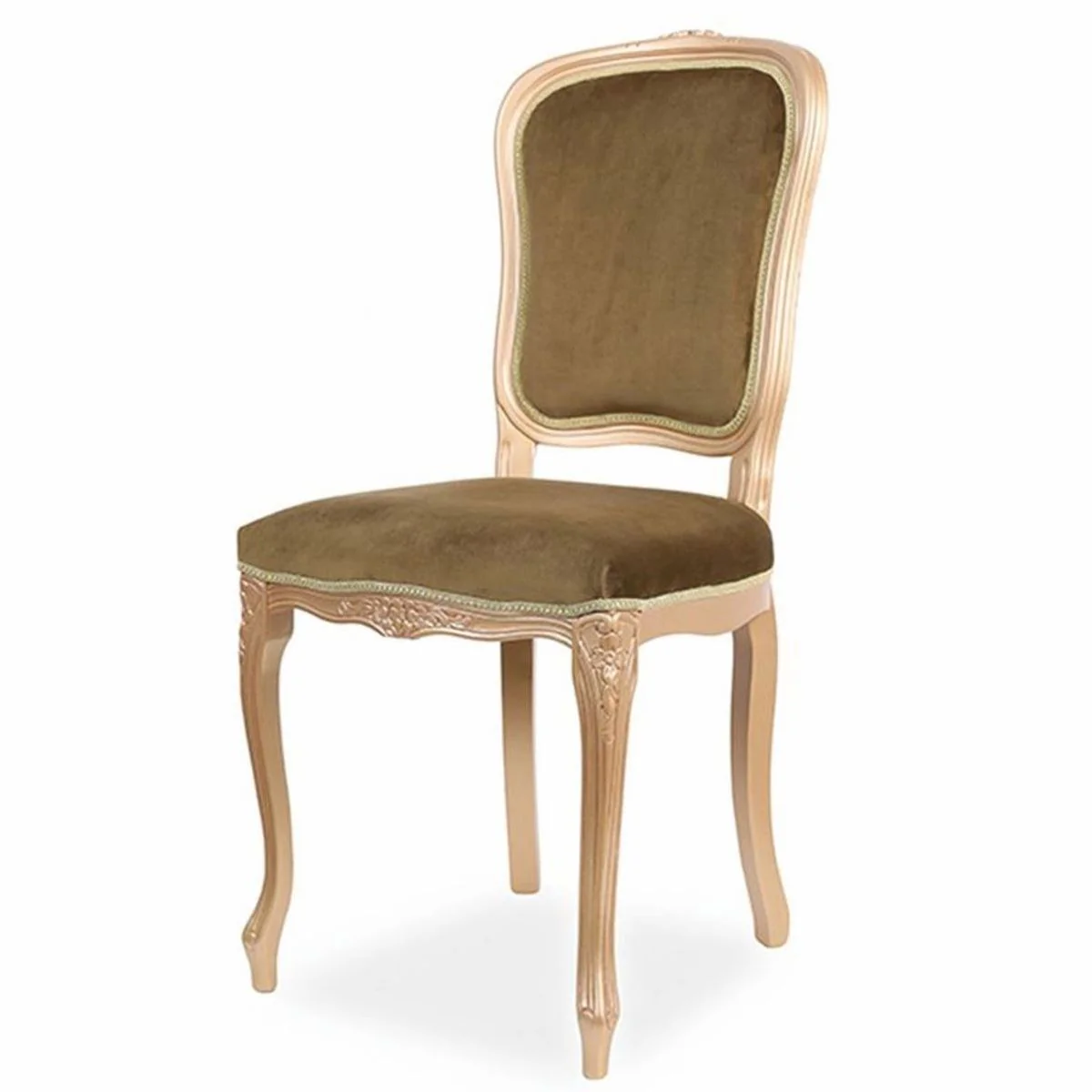 Luxury Baroque Dining Room Chair Set of 8 Olive Green / Beige H. 100 cm - Baroque Dining Room Furniture