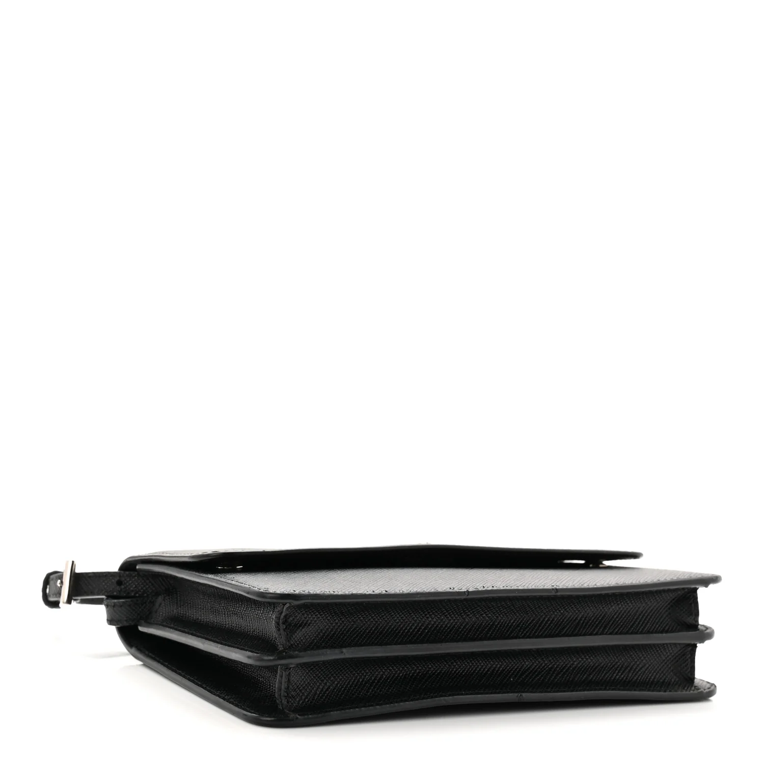 Saffiano Metal Flap Wallet With Strap Black - Top Club