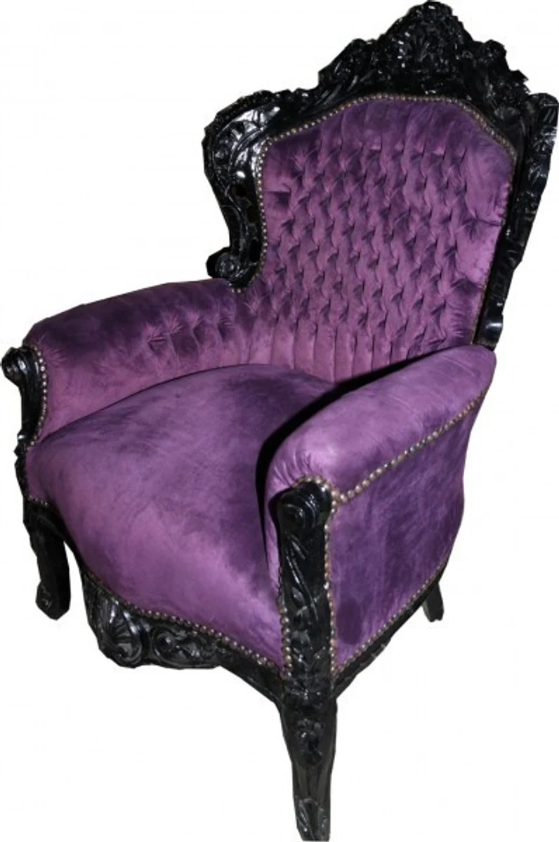Baroque armchair King purple / black 85 x 85 x H. 120 cm - antique style