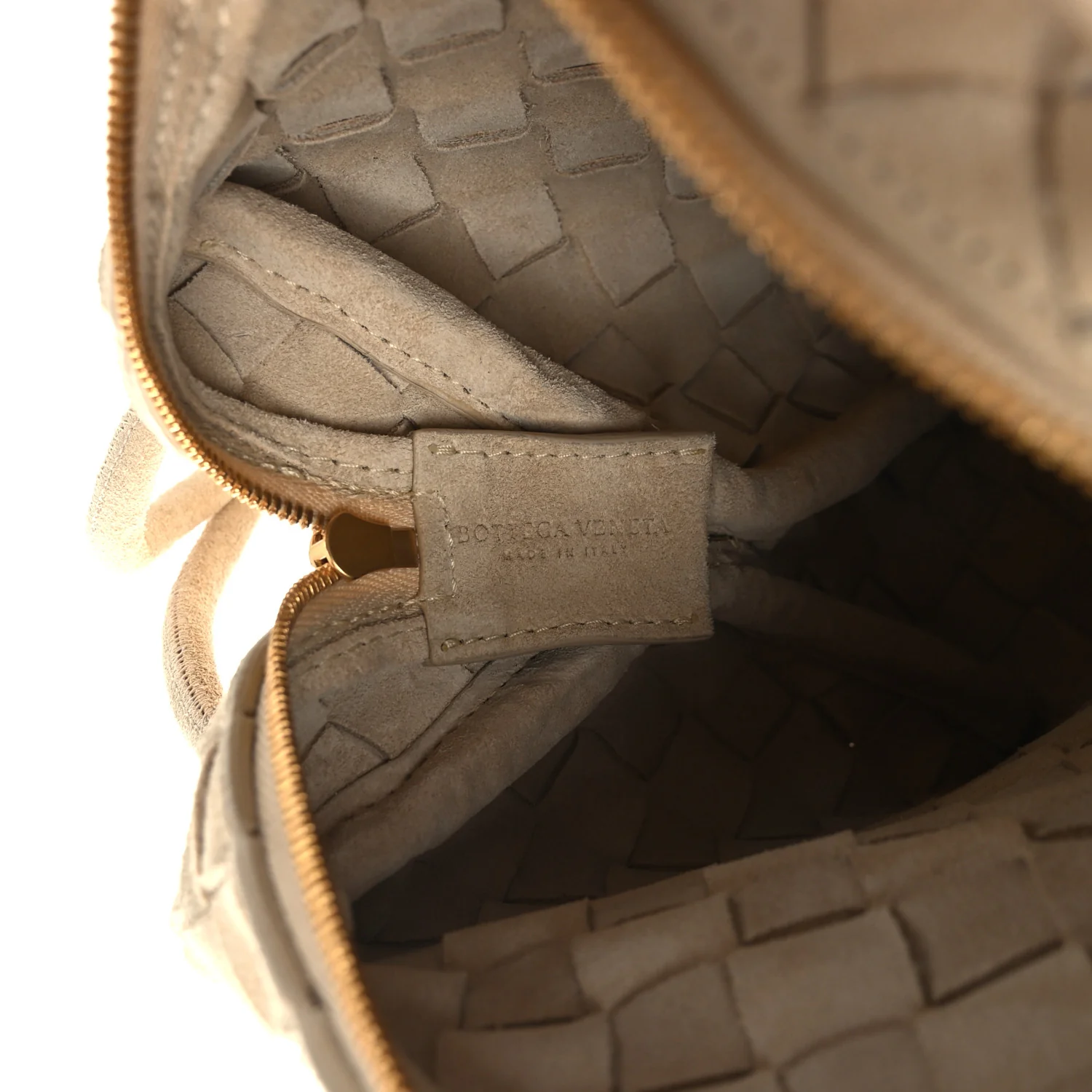 Suede Intrecciato Small Loop Camera Bag Sand - Top Club