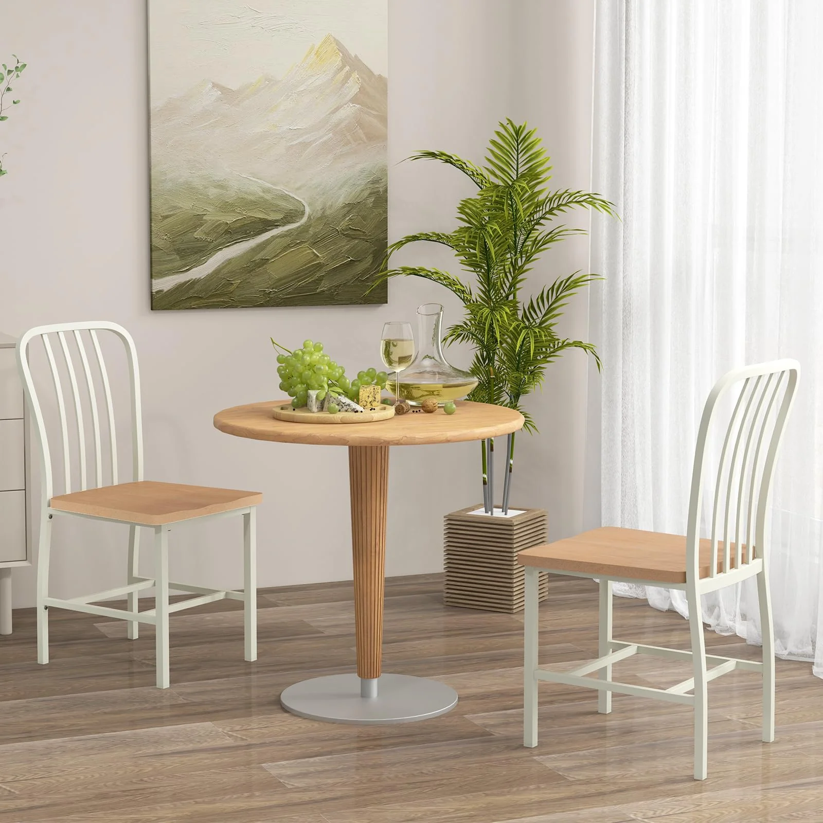 BEFOUNDLOVELY Dining Chairs Set of 2/4 with Slat Back, Solid Metal Frame