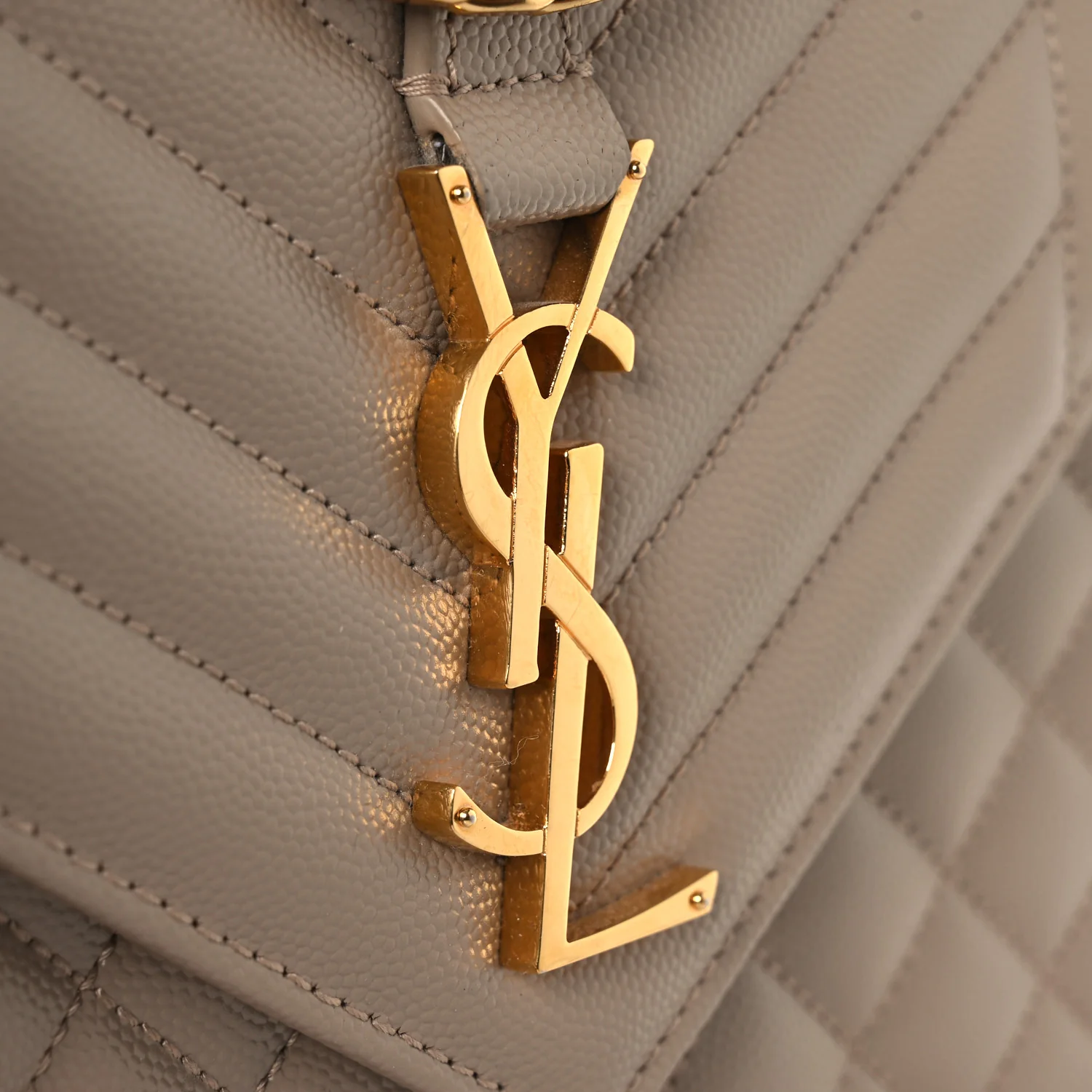 Grain De Poudre Textured Mixed Matelasse Medium Triquilt Monogram Satchel Dark Beige - Top Club