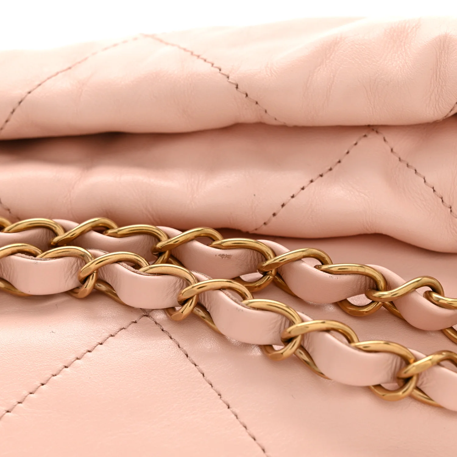 Shiny Calfskin Quilted Small Chanel 22 Light Pink - Top Club