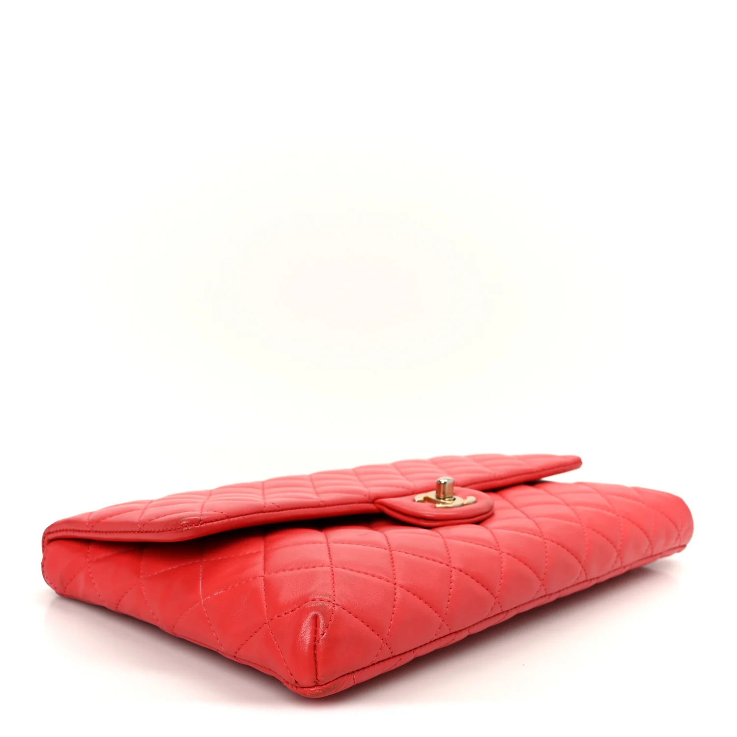 Lambskin Quilted Flap Clutch Red - Top Club