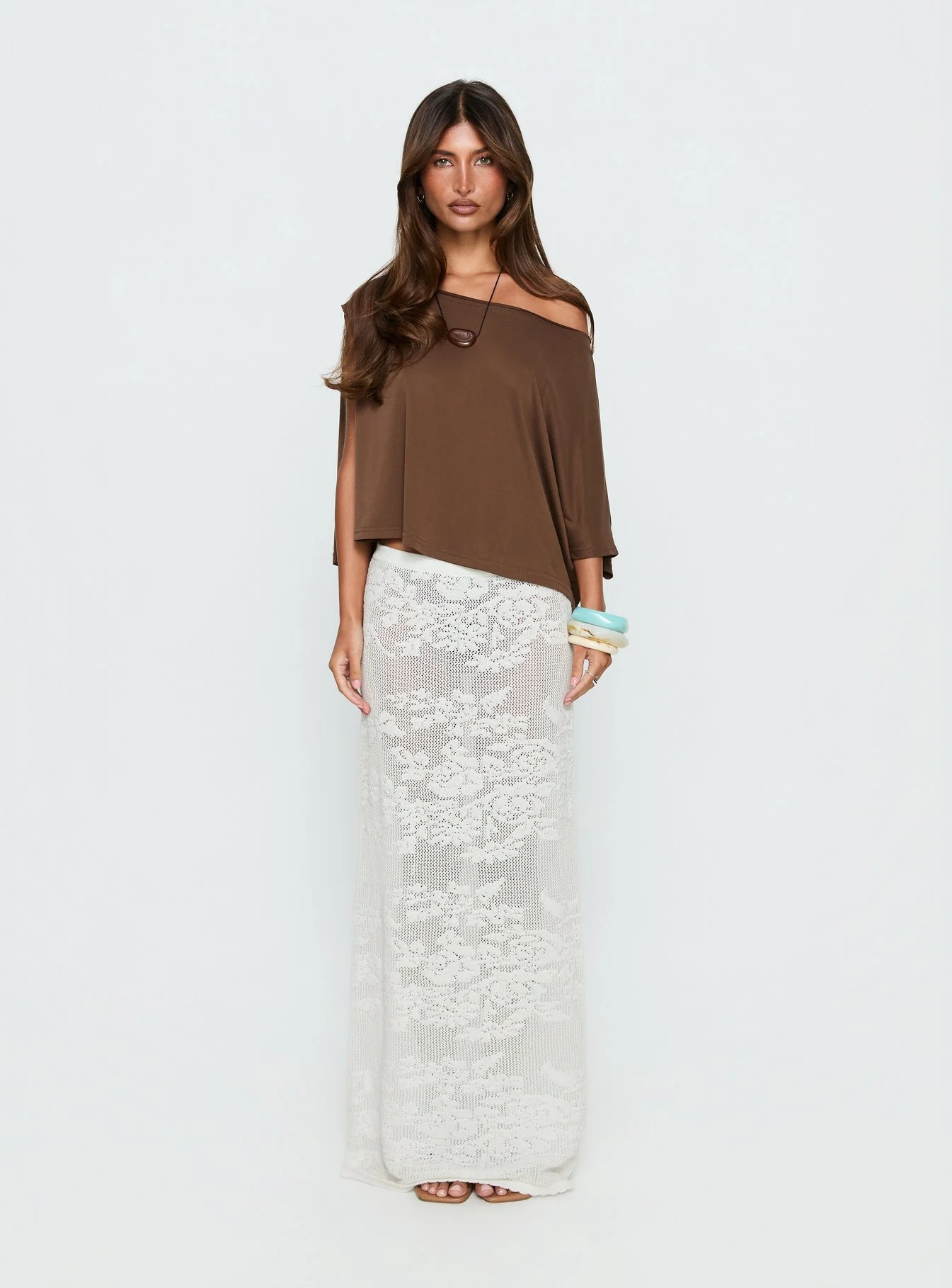 Opresia Crochet Maxi Skirt White