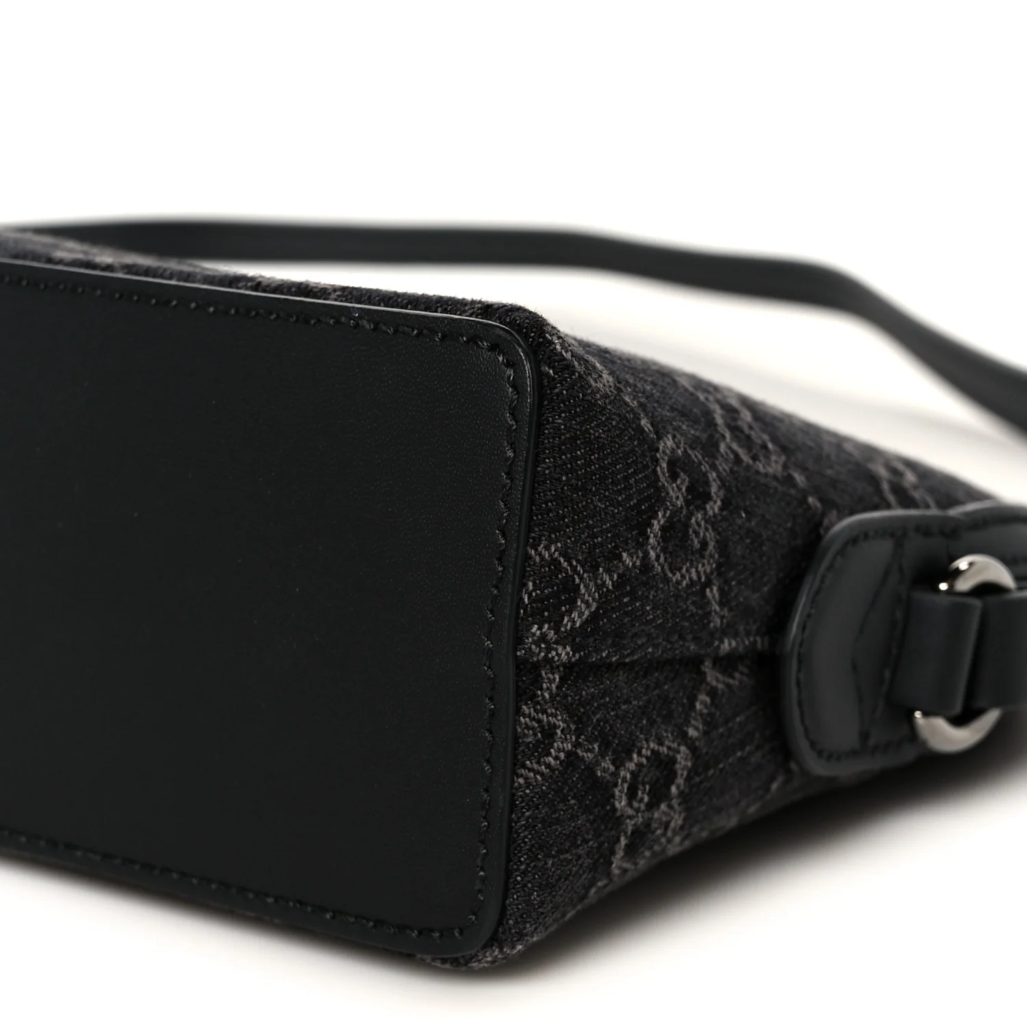 Denim Cuoio Harness GG Monogram Small Ophidia Dome Shoulder Bag Black Medium Grey - Top Club