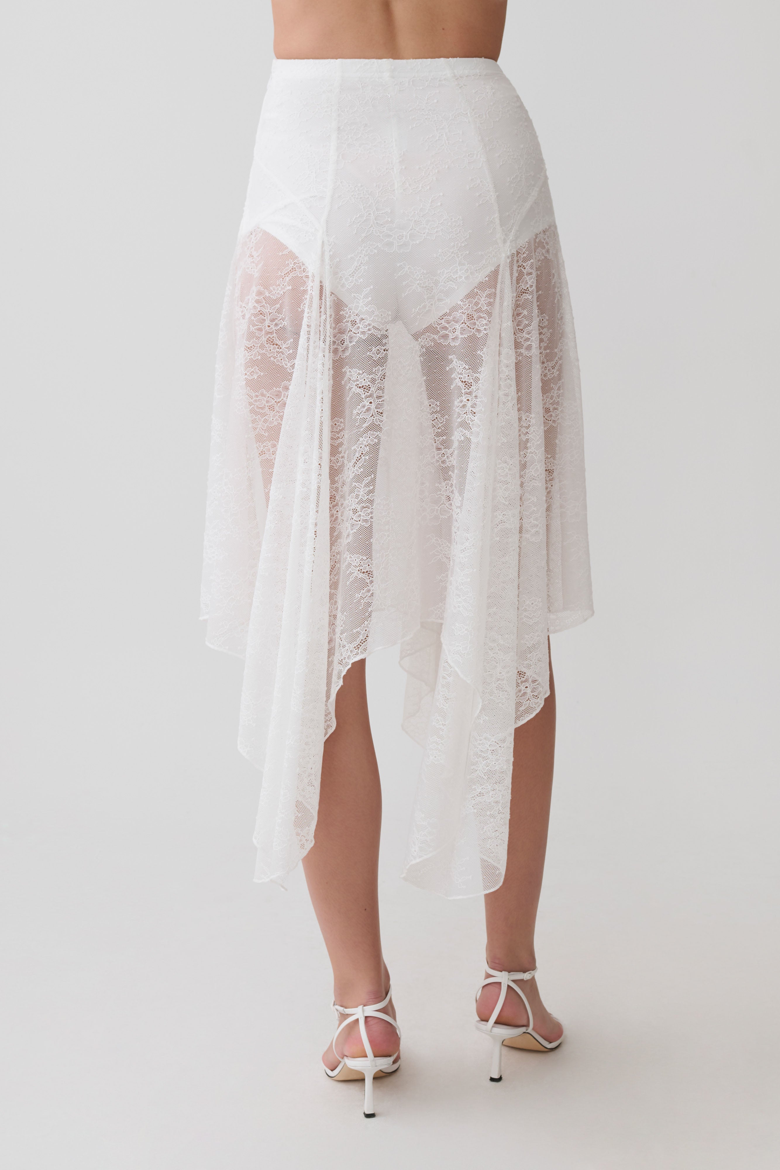 Haime Lace Hankie Midi Skirt - Ivory