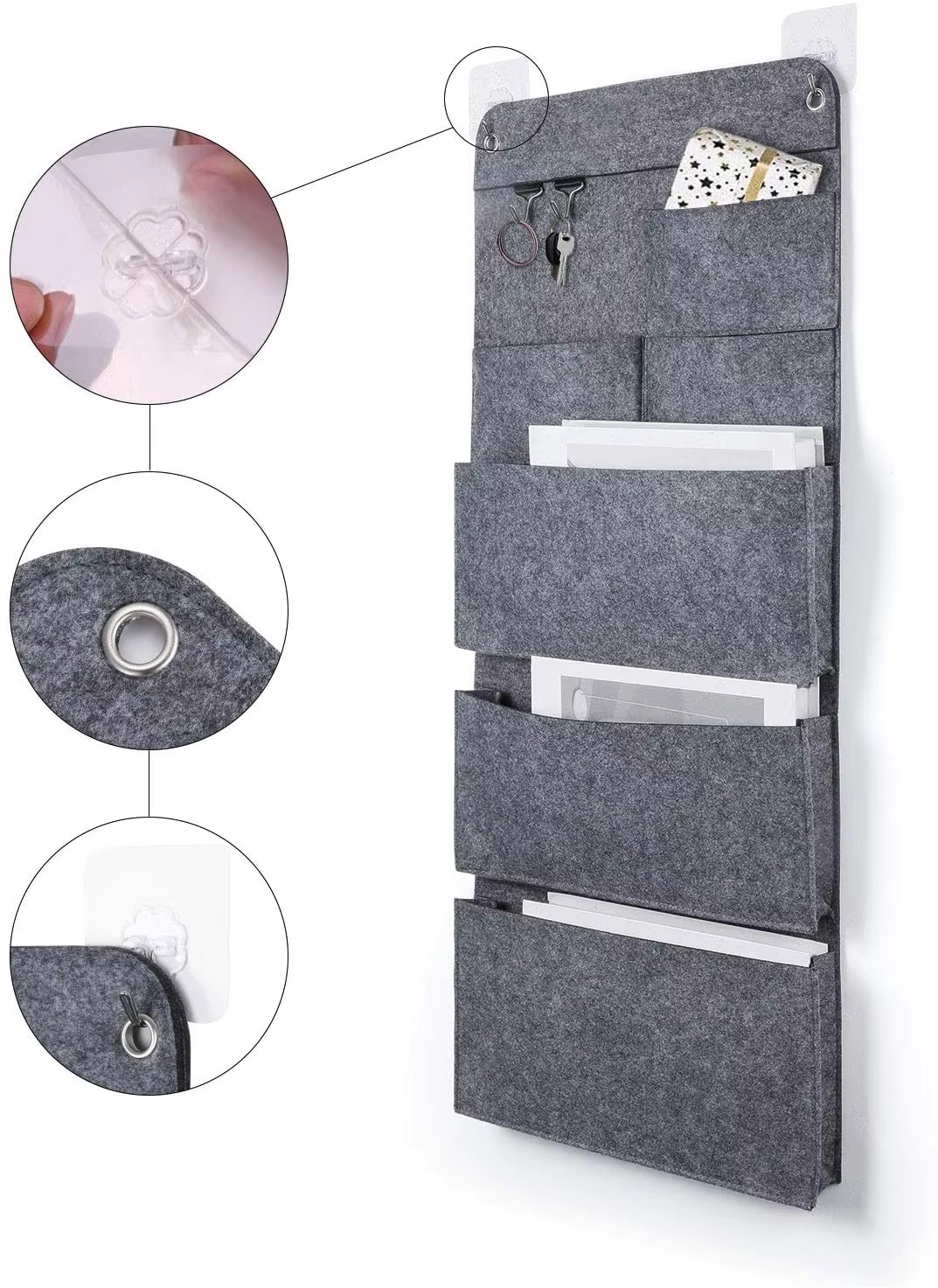 Custom Cascading Wall Hanging Mail Organizer New Design Sturdy Felt Office File Magazine Storage Fabric Bathroom Hanging Holder