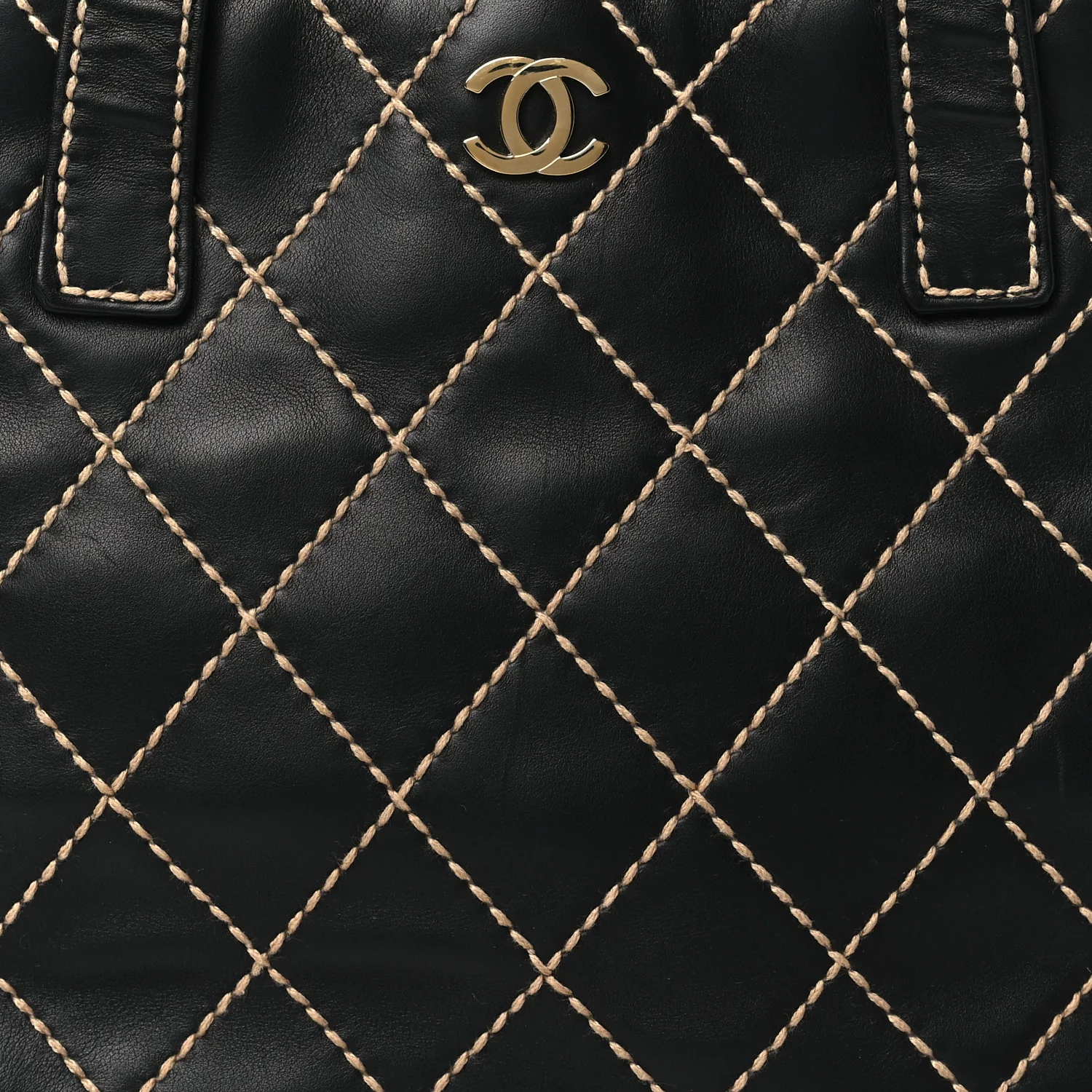 Calfskin Stitch Small Surpique Tote Black - Top Club