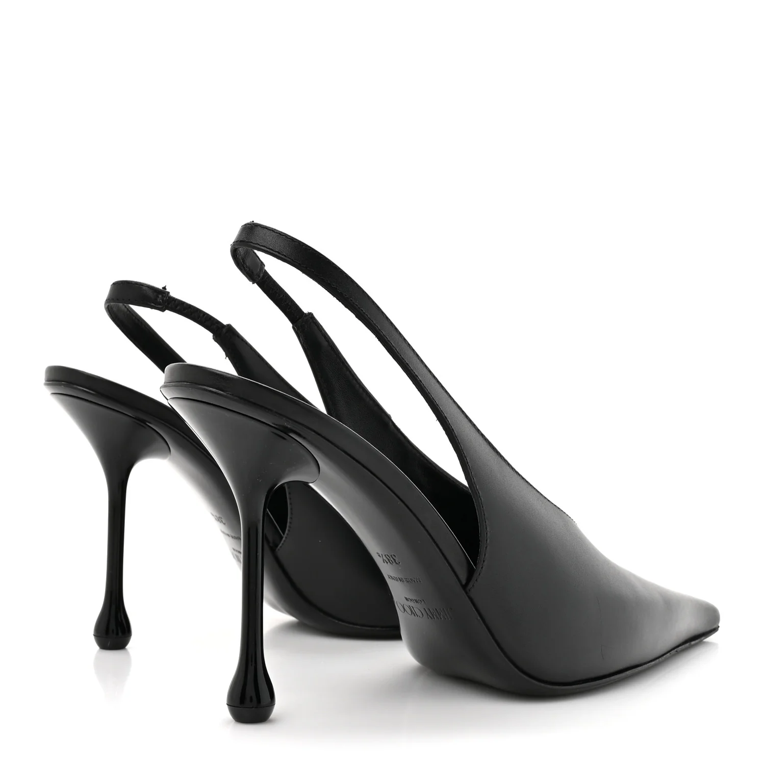 Calfskin Isa 95 Slingback Pumps 38.5 Black - Top Club