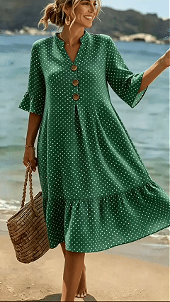 Women's Cotton-Blend Polka Dot Ruffle Hem Dress - Nordfashionstorm - Women's Clothing, Fashion for You - Nordfashionstorm.com