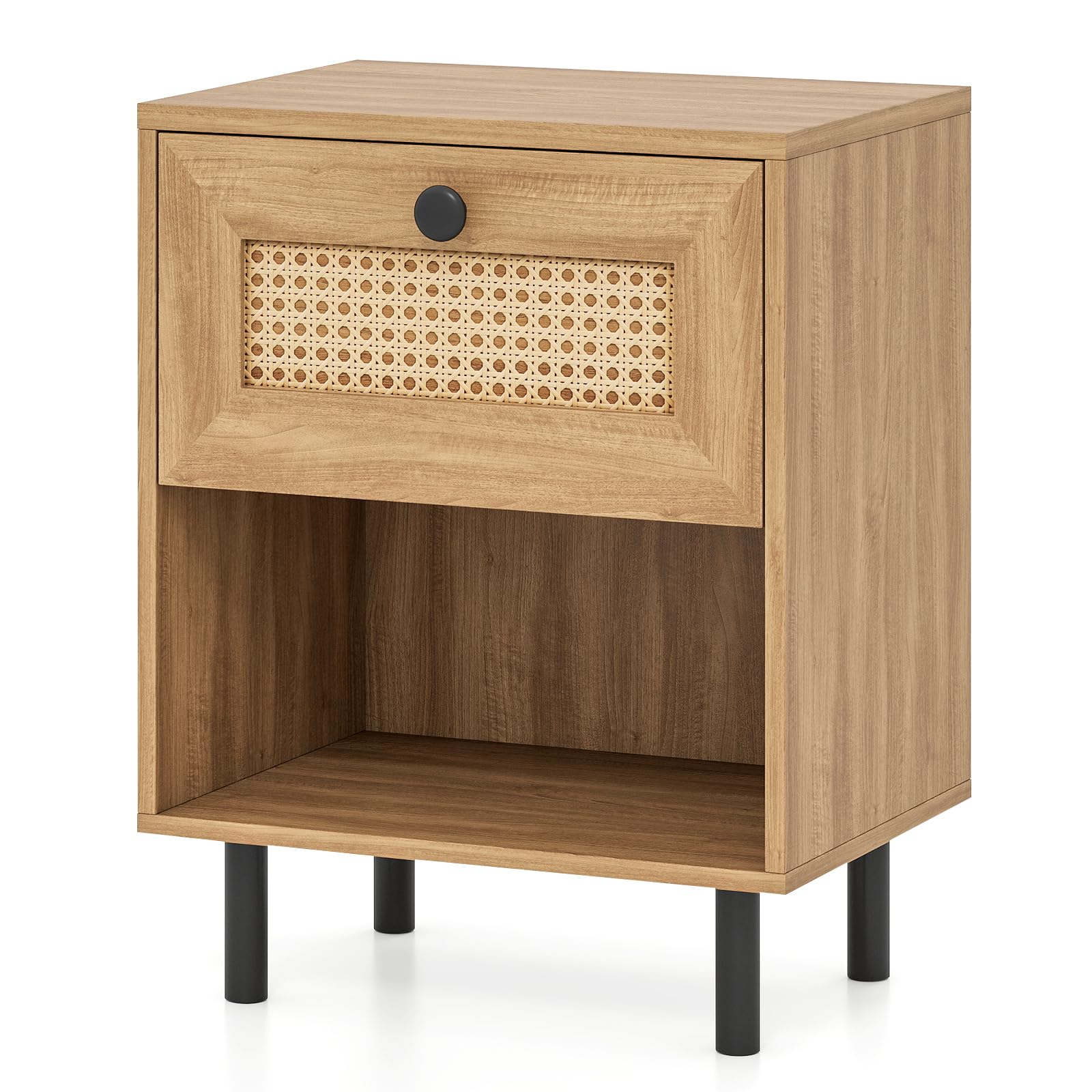 BEFOUNDLOVELY Rattan Nightstand with Drawer Boho Bedside Table