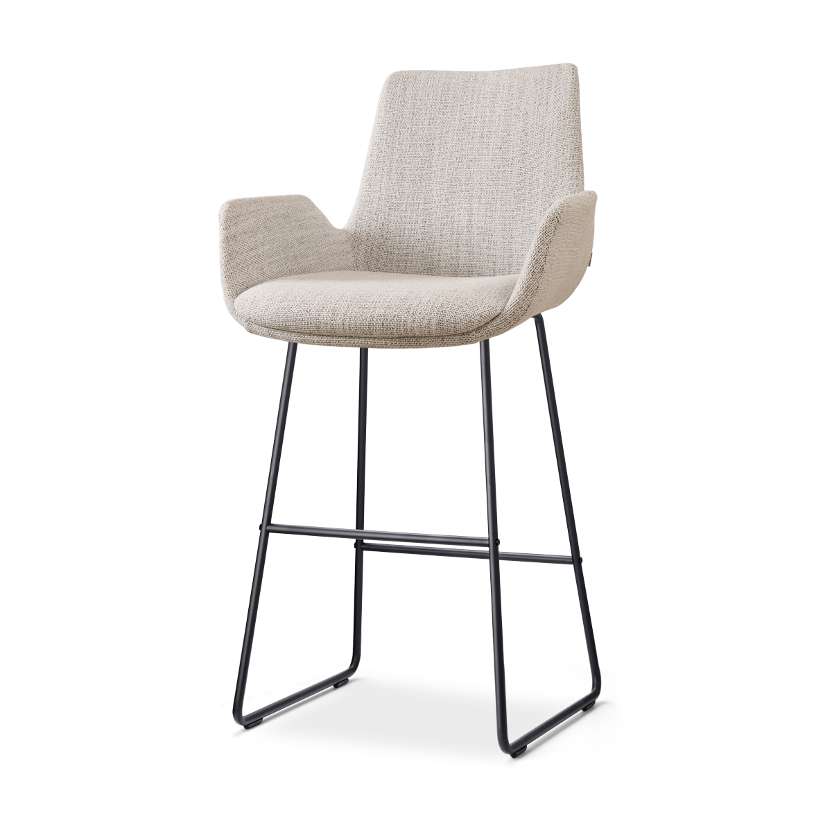 Barkruk Nino-Eef grijs beige gemêleerd - zwart - 75 cm