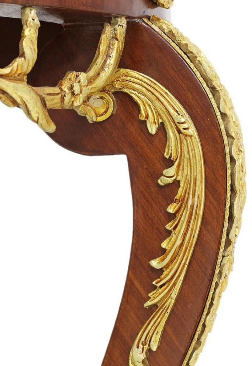 Baroque side table brown / gold / red Ø 55 x H. 78 cm - Round solid wood table in baroque style - Baroque living room furniture