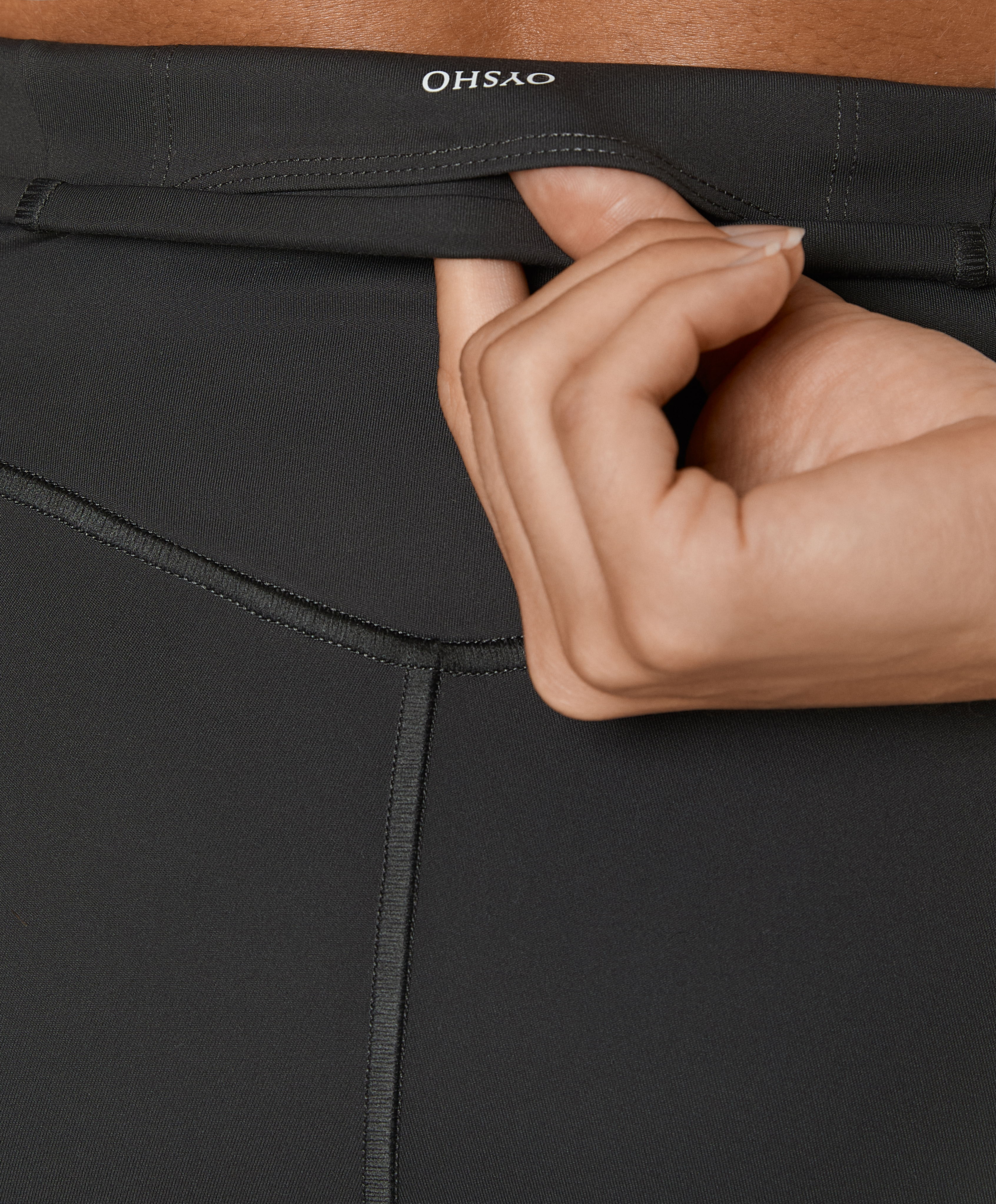 OYSHO Comfortlux super-high-rise flare trousers with overlocking detail