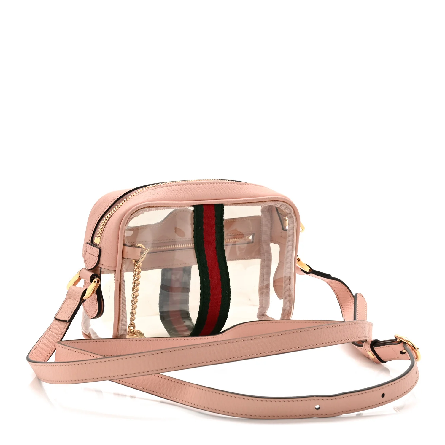 Vinyl Web Mini Ophidia Transparent Shoulder Bag Perfect Pink - Top Club