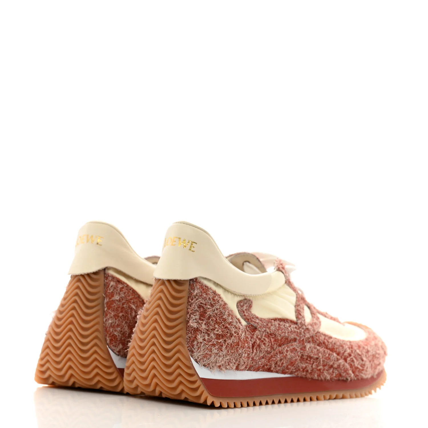 Nylon Brushed Suede Flow Runner Sneakers 40 Red Soft White - Top Club