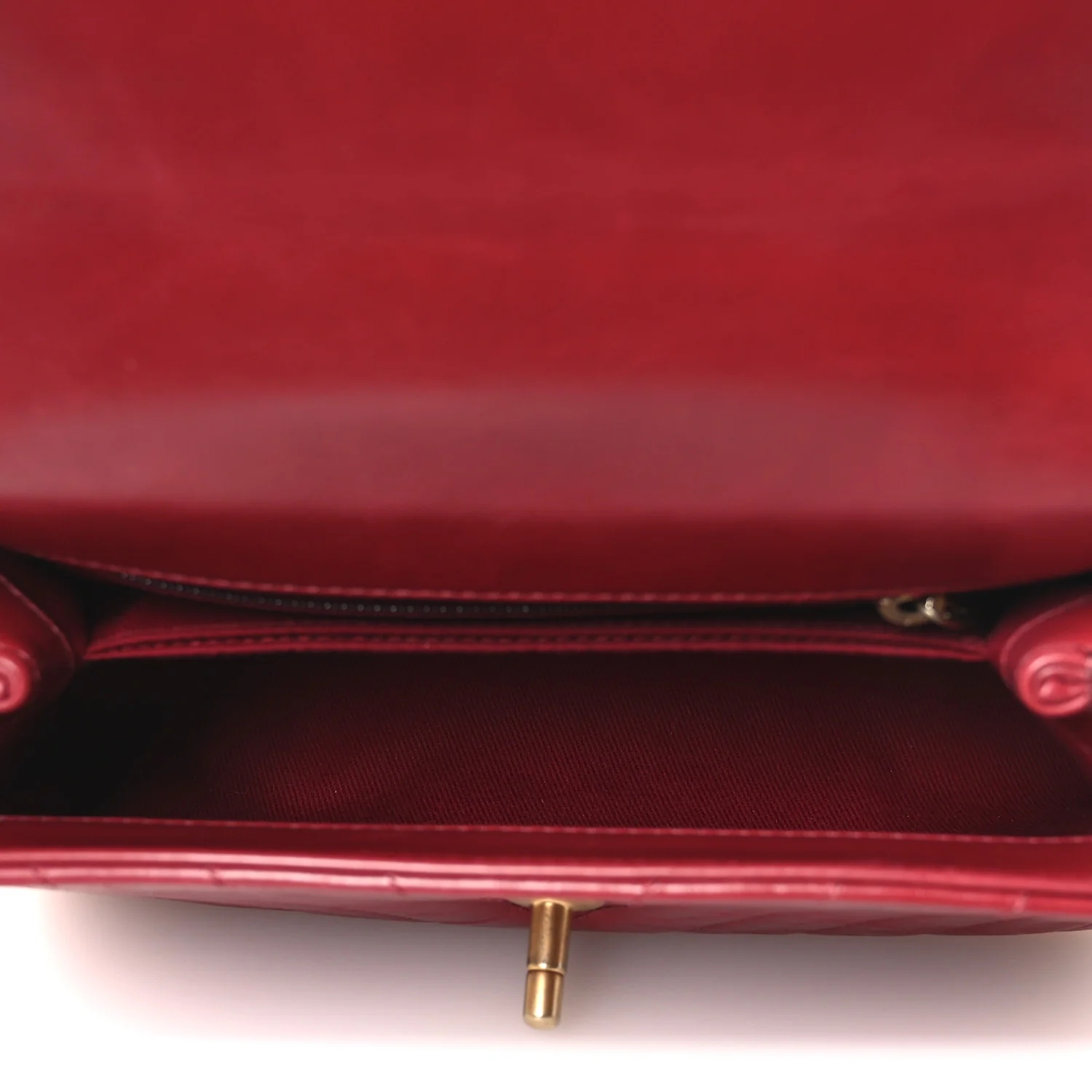 Aged Calfskin Chevron Quilted Mini Coco Handle Flap Red - Top Club