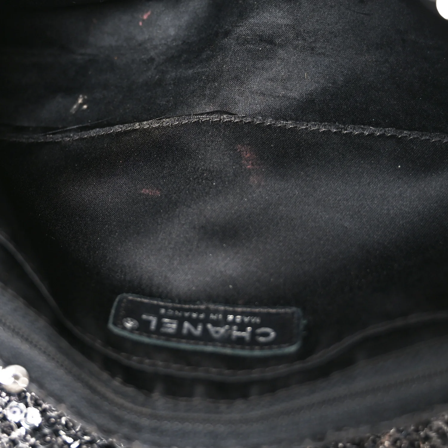 Sequin Medium Single Flap Dark Silver - Top Club