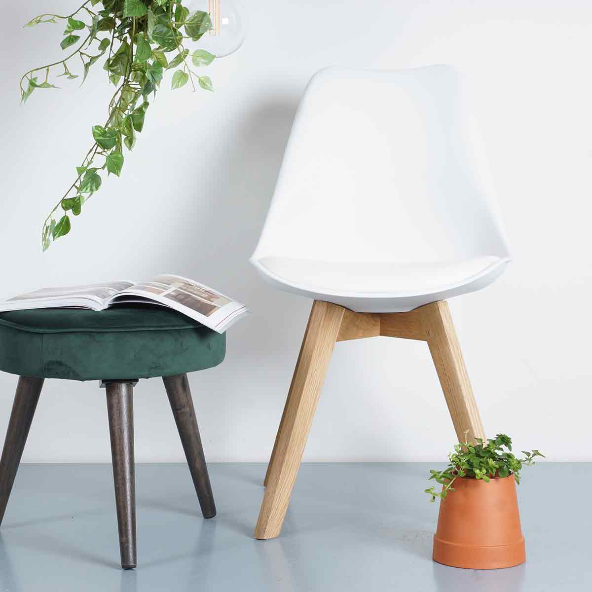 Eetkamerstoel Madera Wit - houten onderstel