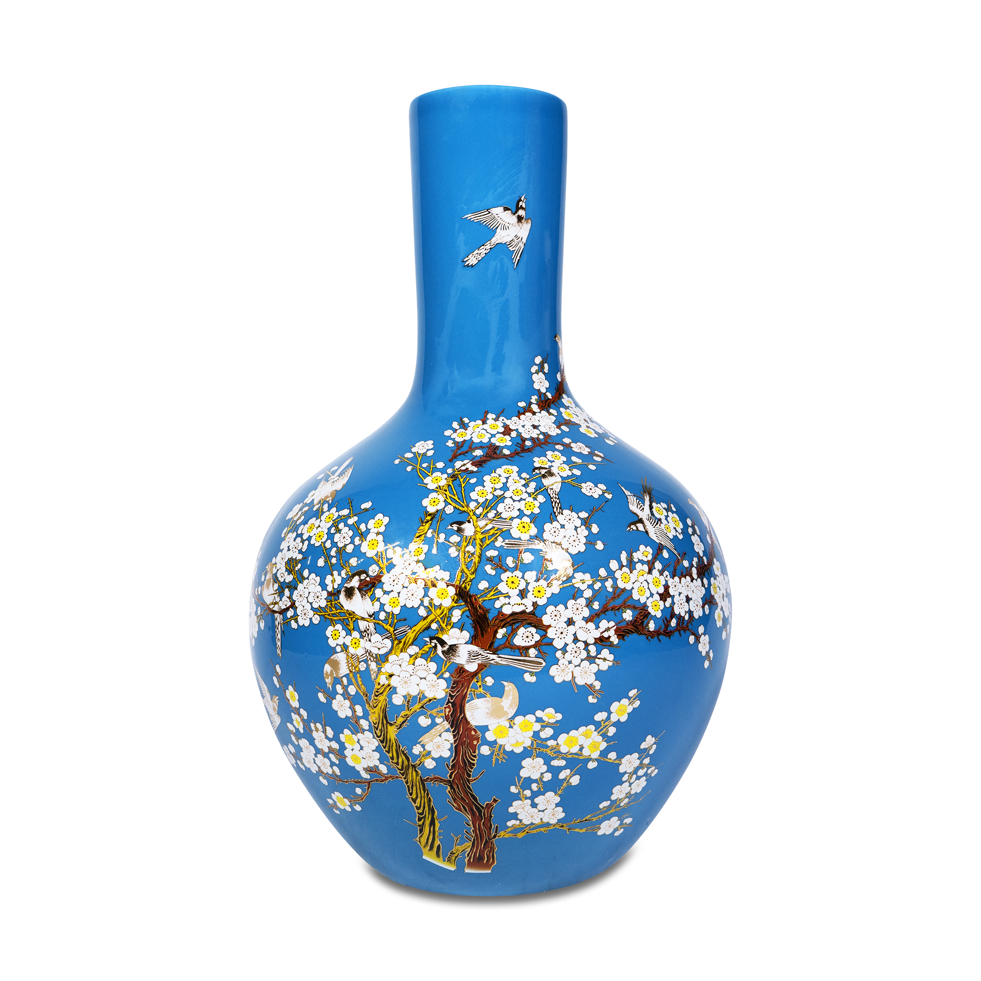 Bloemenvaas geel M Vaas blauw bloemen M