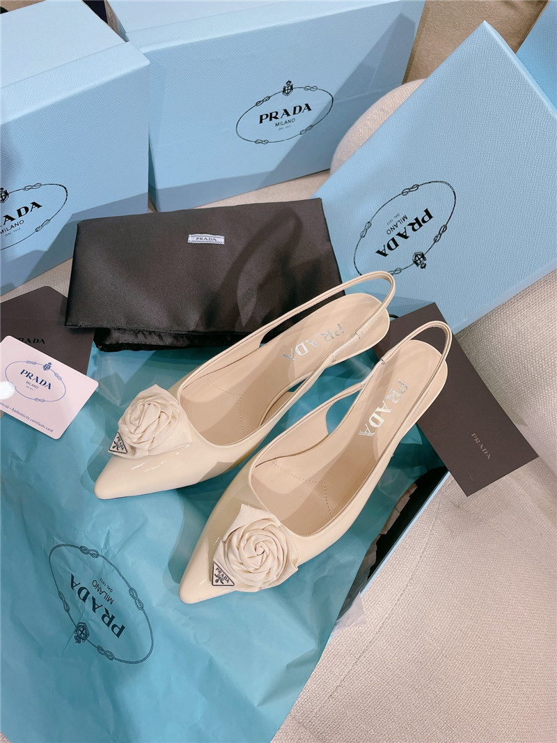 prada patent leather back strap flower heel sandals - Sneaker Replica Workshop